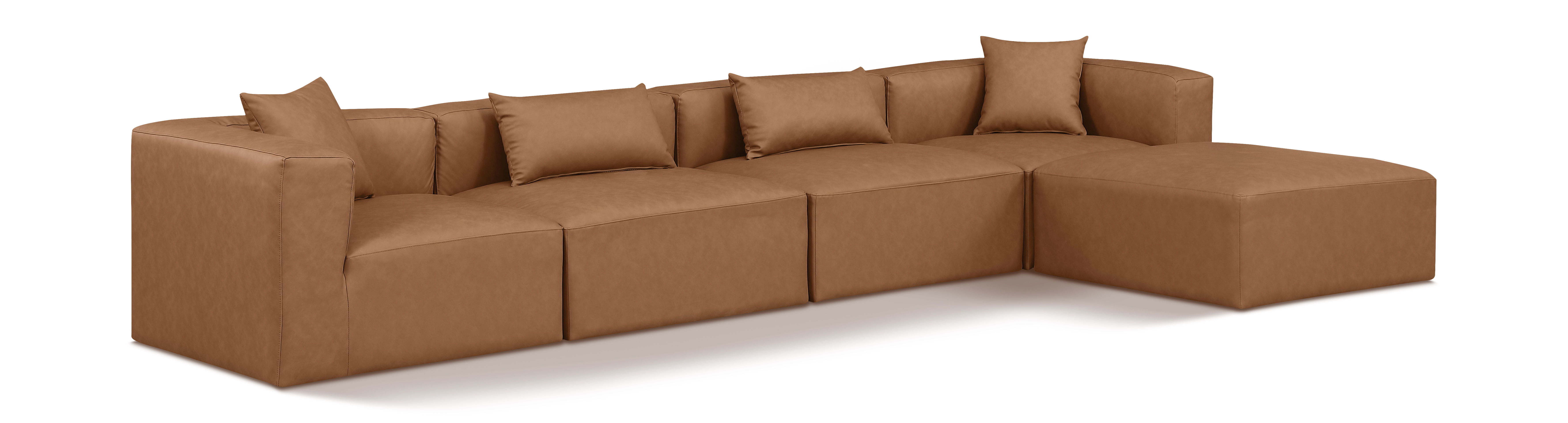 Cube - 5 Piece Modular Sectional With Chaise - Brown