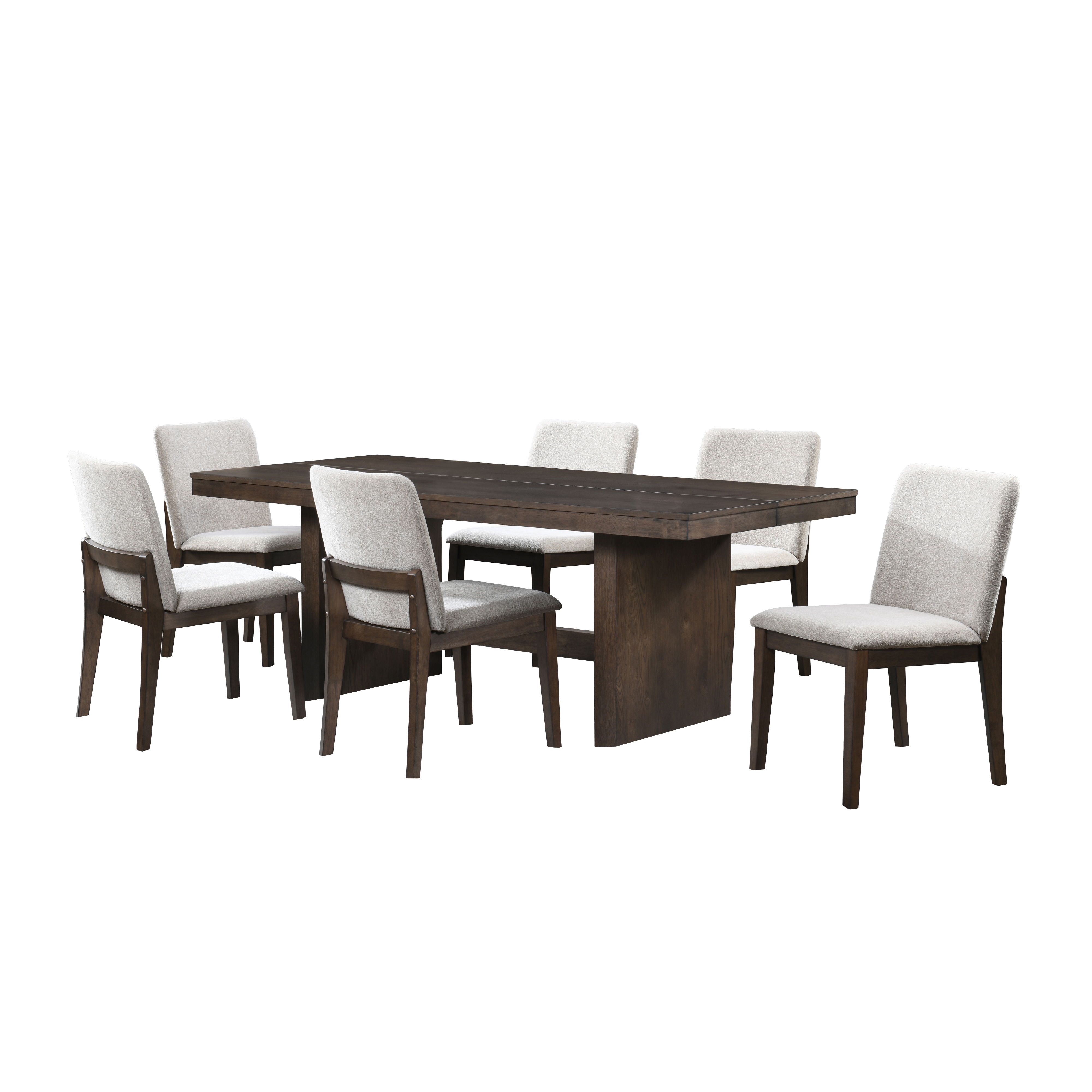 Kody - 79" Rectangle Fixed Top Dining Table With 6 Chairs - Brown / Cream