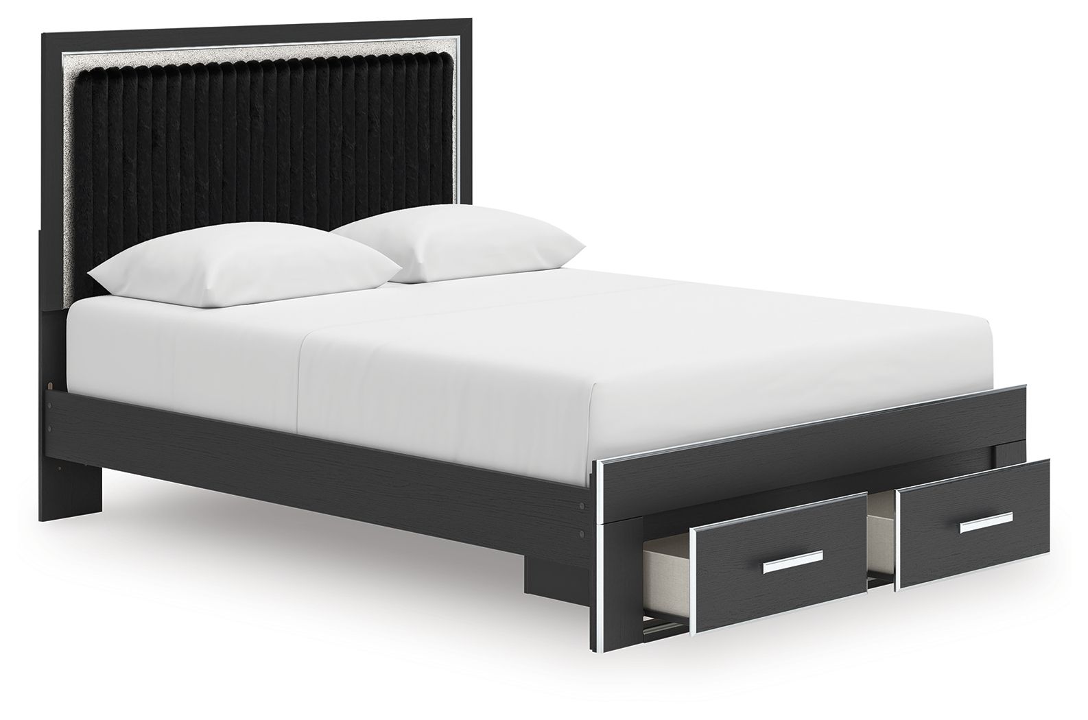 Ashley Furniture Zuraleus - Queen Upholstered Panel Platform Storage Bed - Black - Image 5