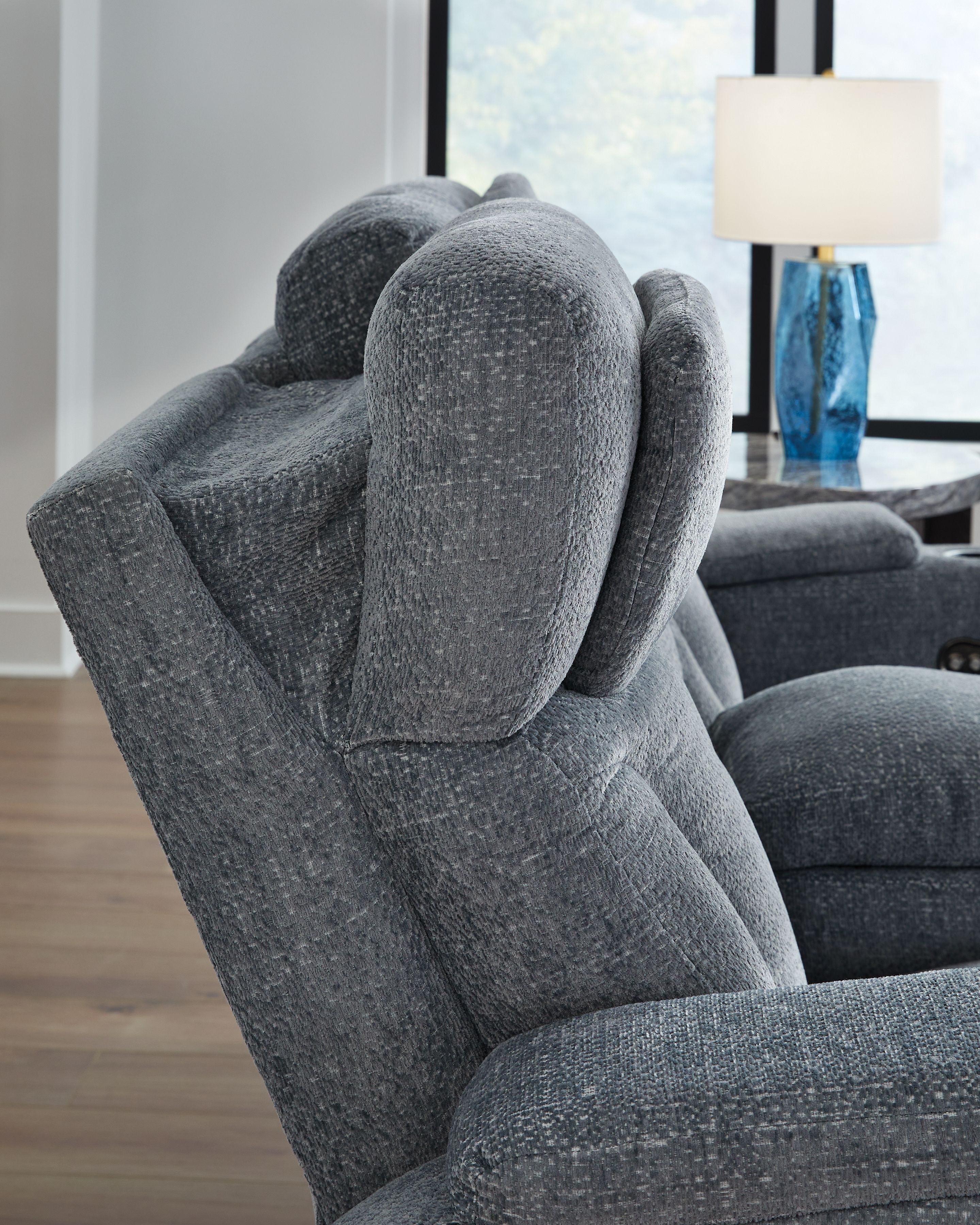Ashley Furniture Studio Cave - Power Reclining Loveseat with Console - Steel - Image 9