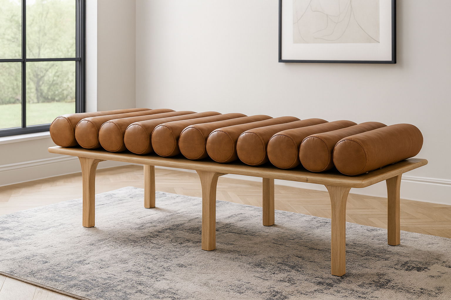Landon - Bench With Natural Base - Cognac