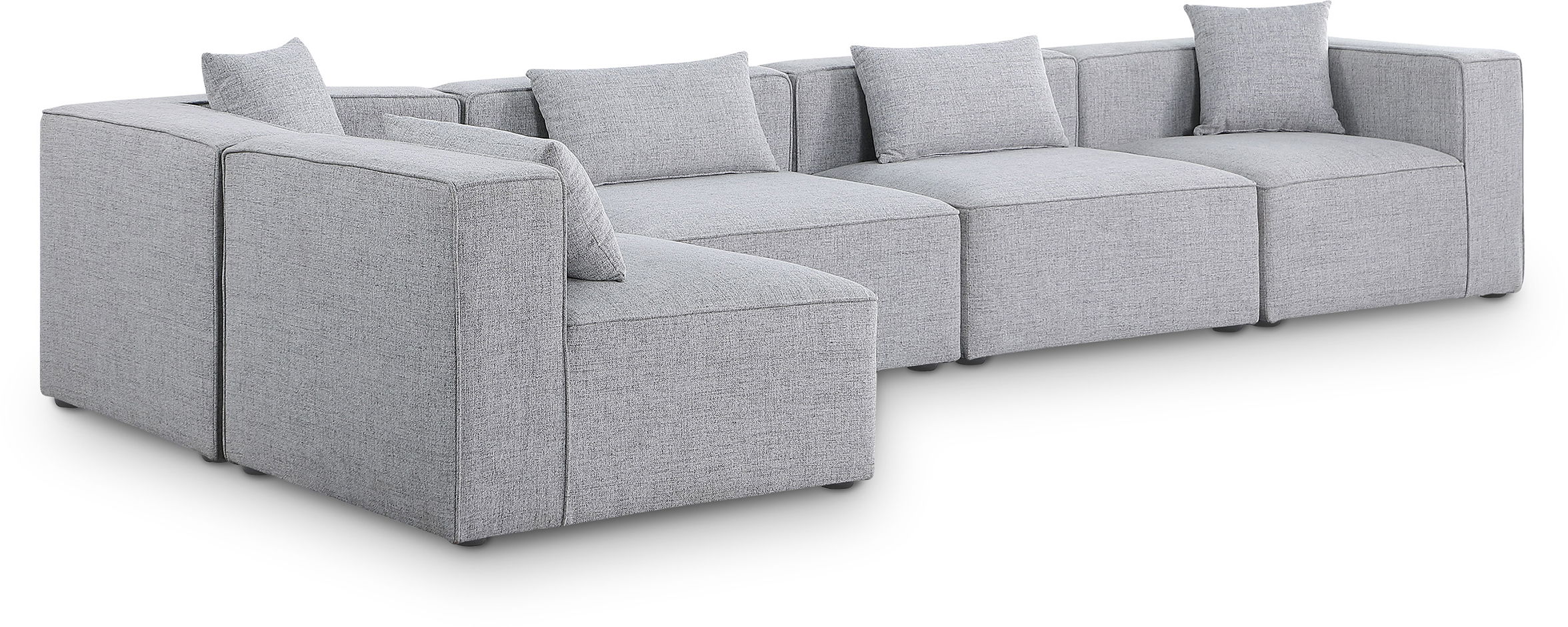 Cube - Linen 5 Piece Modular Sectional - Gray