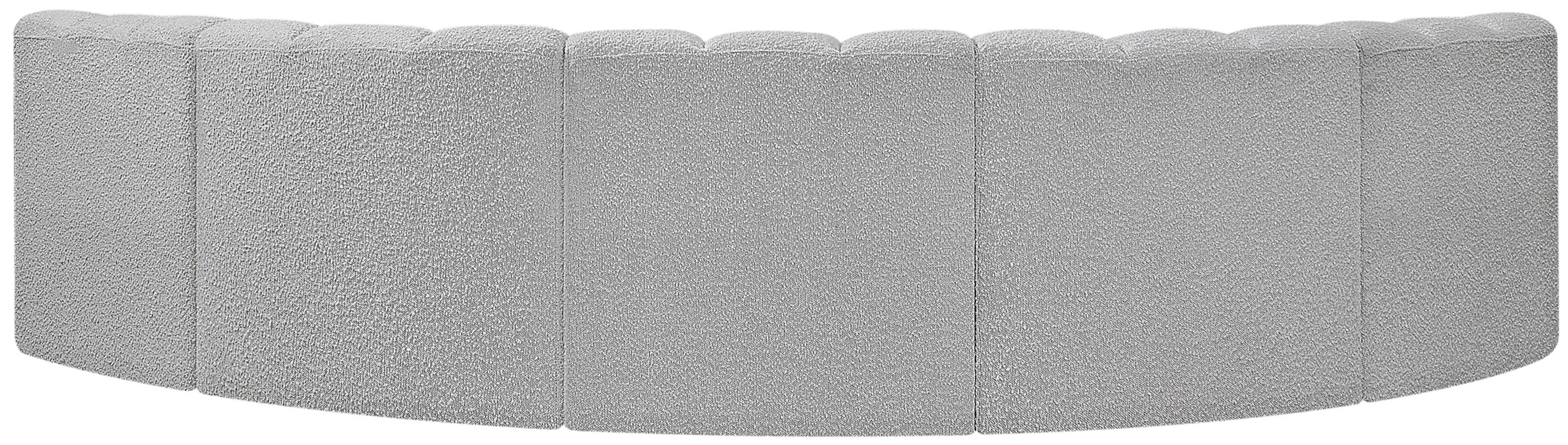 Arc - Boucle Fabric 5 Piece U-Shaped Modular Sofa - Gray