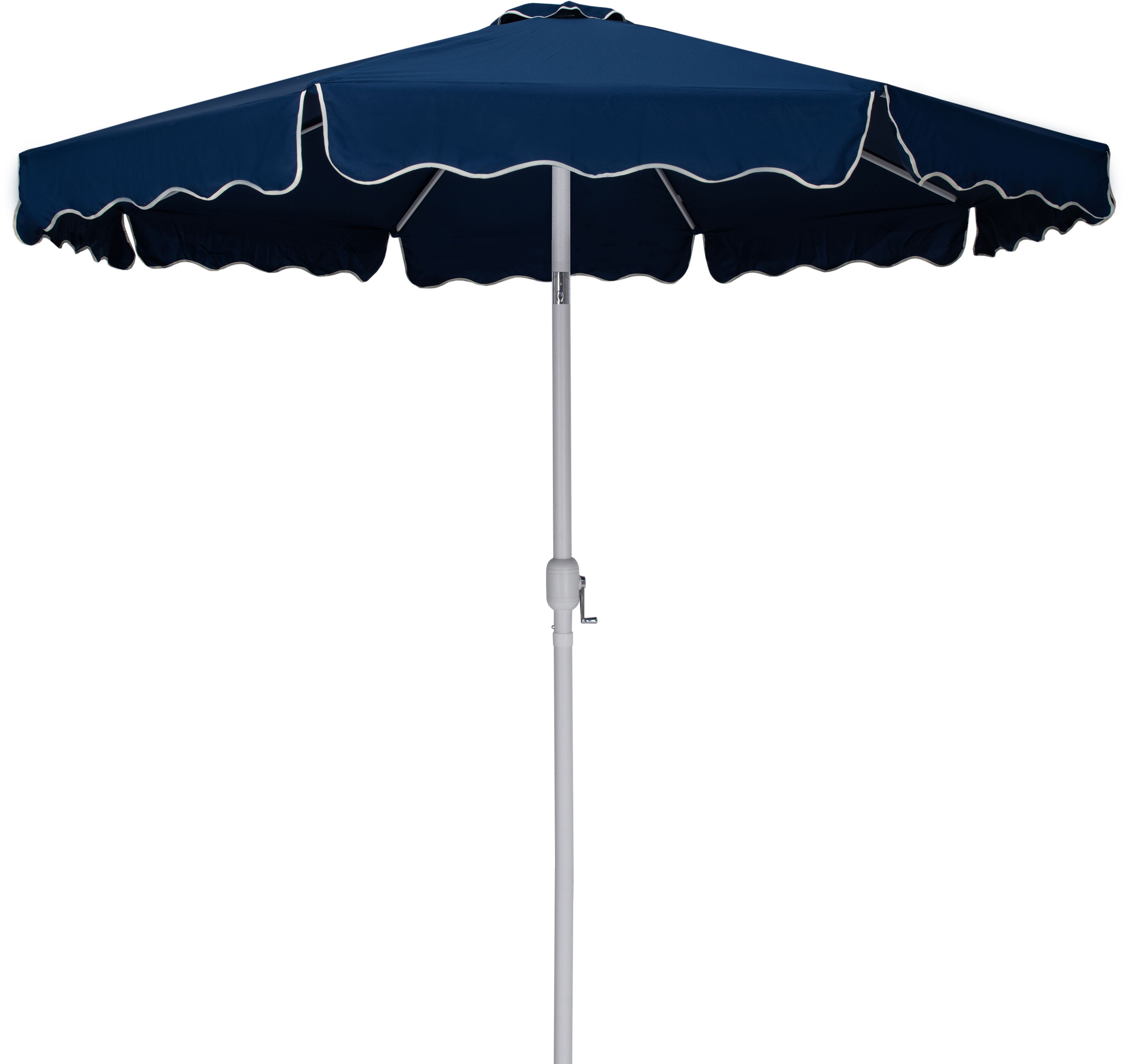 Amalfi - With Cream Piping Aluminum Patio Umbrella With Black Base / White Pole - Navy