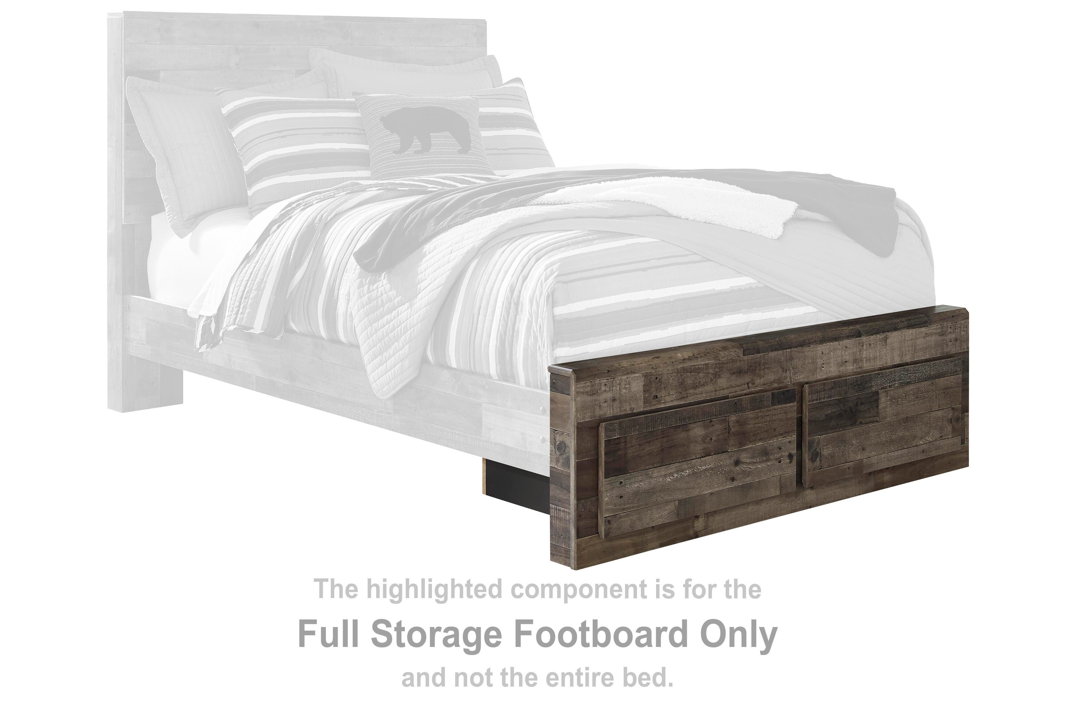 Derekson – Full Storage Footboard – Multi Gray