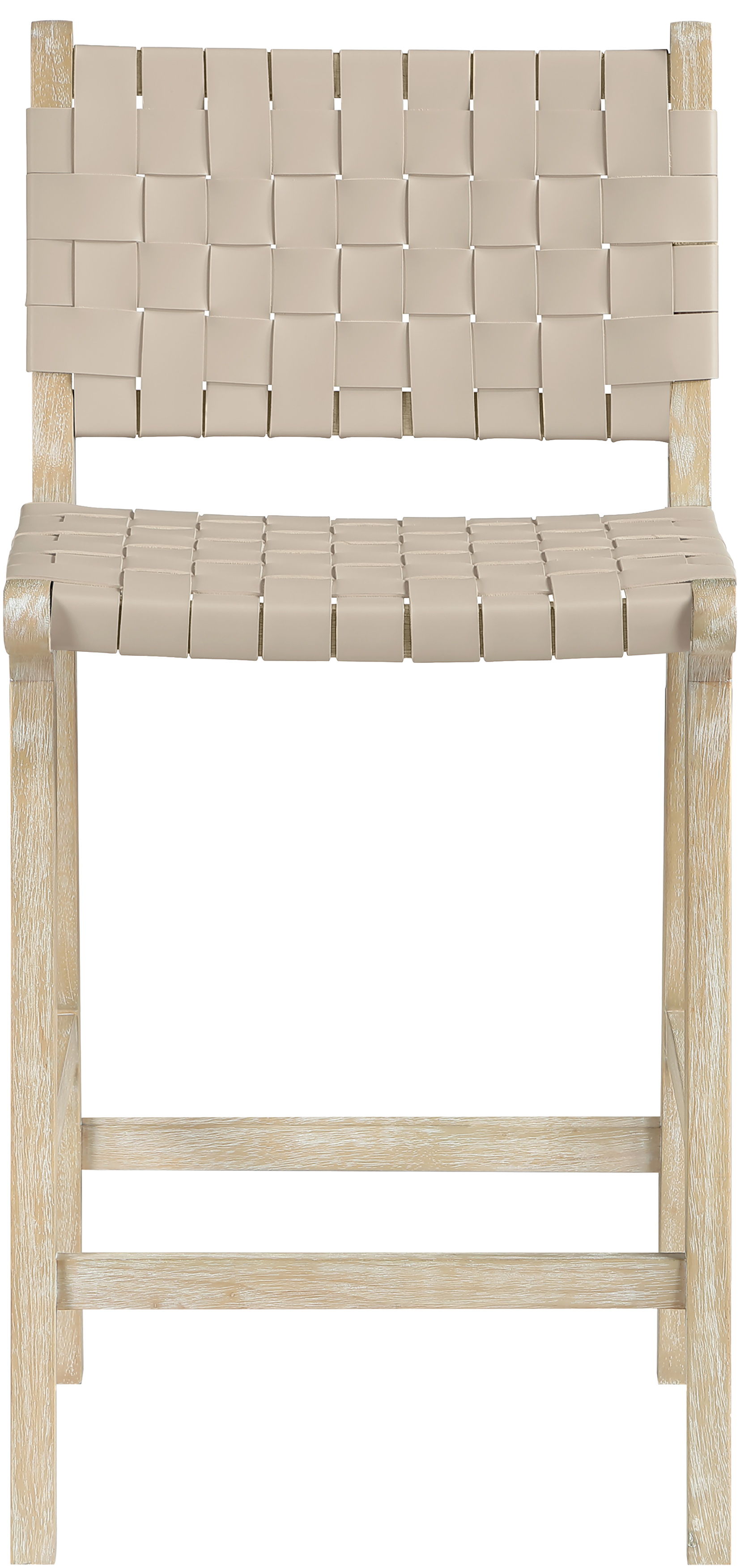 Entwine - Vegan Leather Upholstered Counter Stool - Beige / Painted Natural