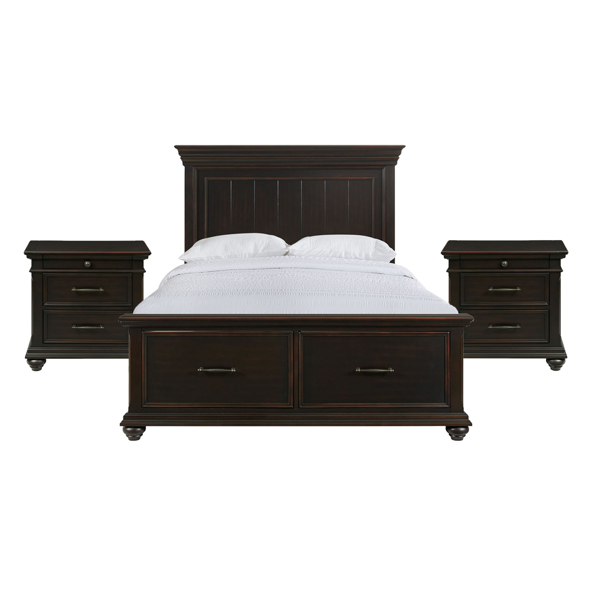 Slater - Queen Platform Storage 3 Piece Bedroom Set With 2 Nightstands - Black