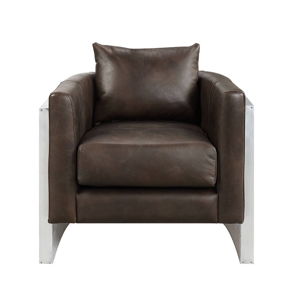 Betla - Accent Chair - Espresso Top Grain Leather & Aluminum, dark brown, view 8