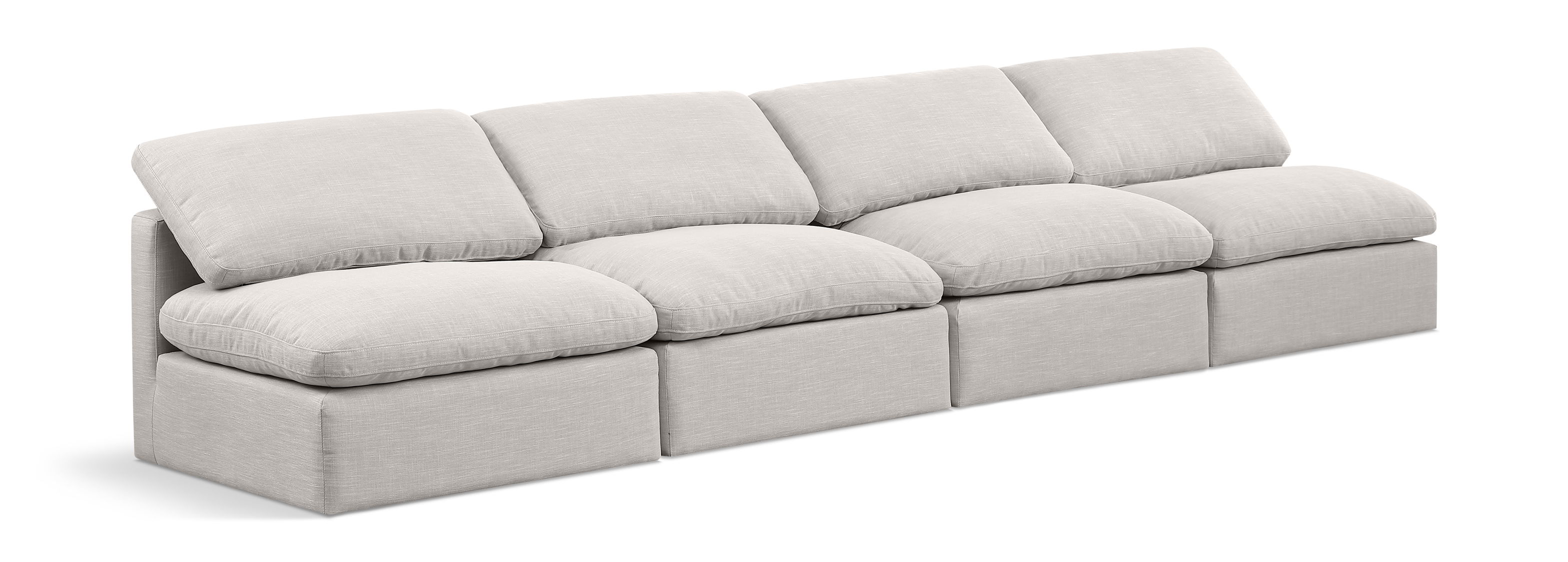 Indulge - Linen 4 Seat Modular Armless Sofa - Cream