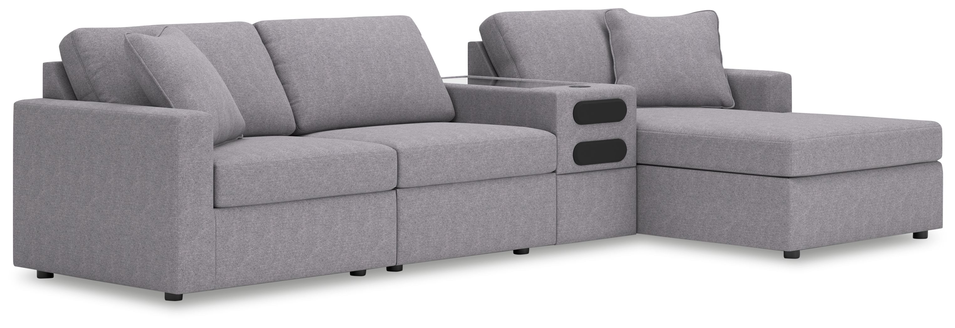 4 Pc · Sectional With Raf Corner Chaise And Audio System Console