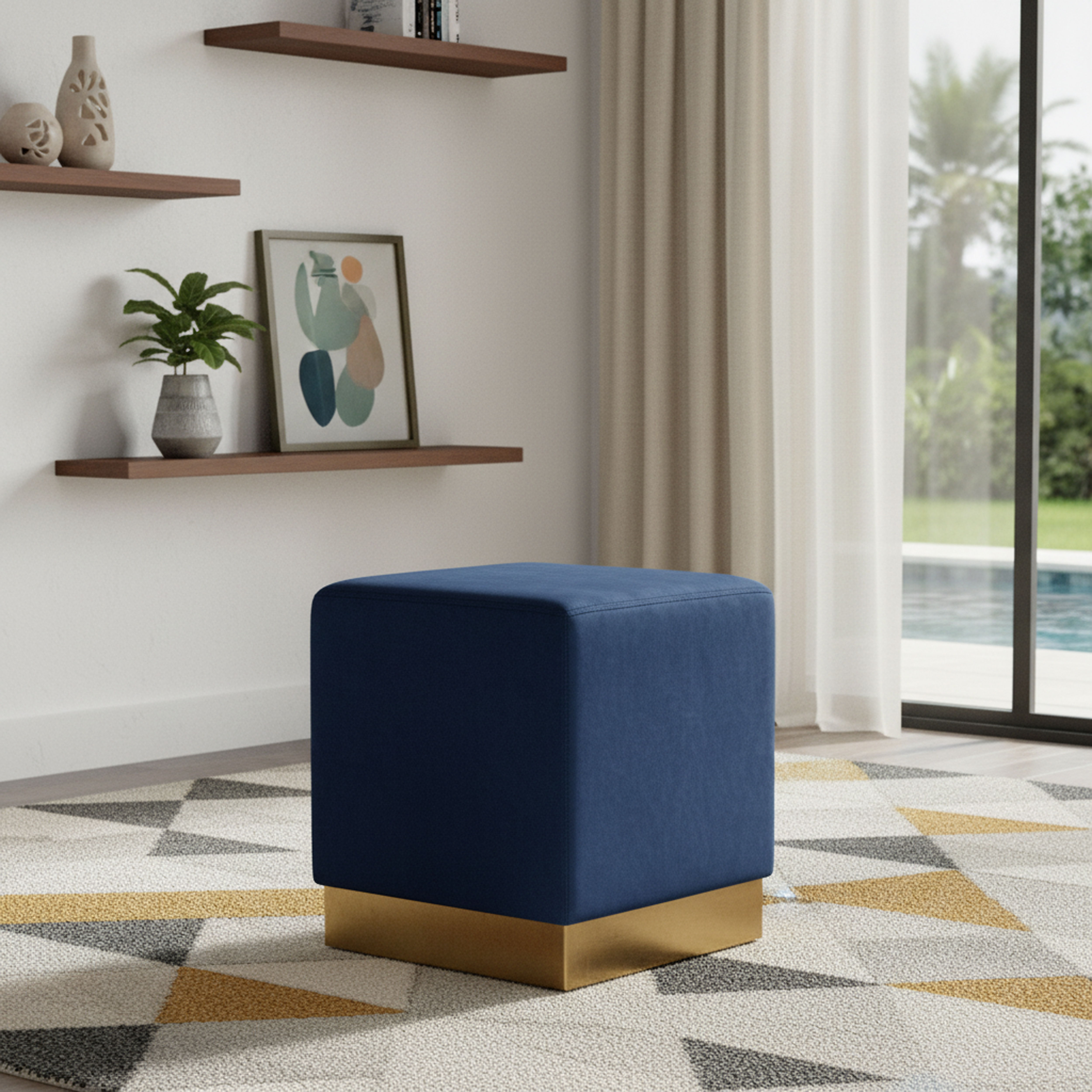 Jax - Fabric Ottoman / Stool - Navy