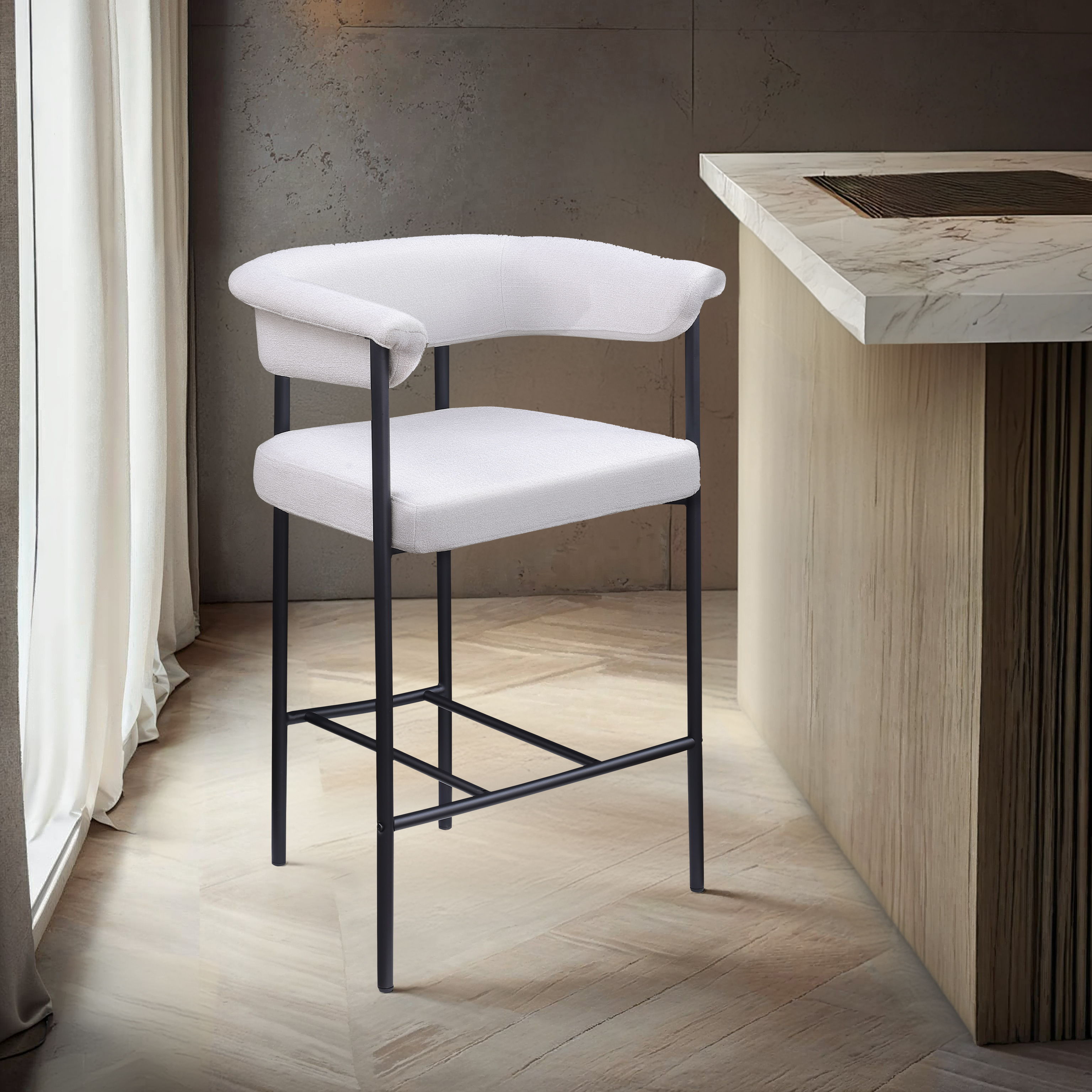 Malin - Linen Counter Stool (Set of 2) - Cream