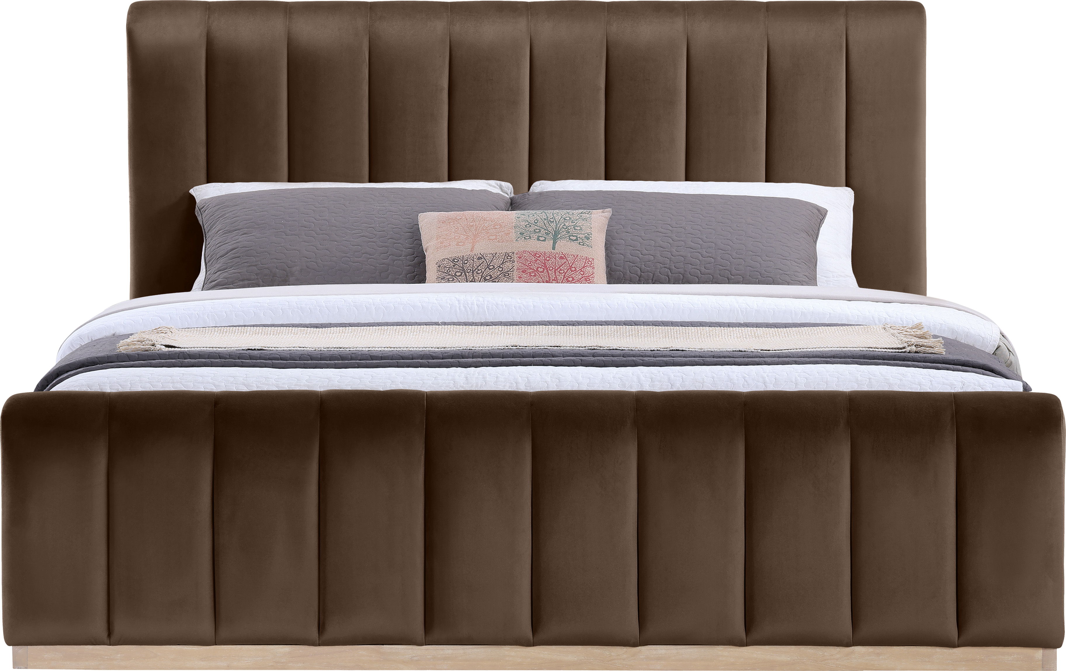 Amara - Velvet King Bed - Brown