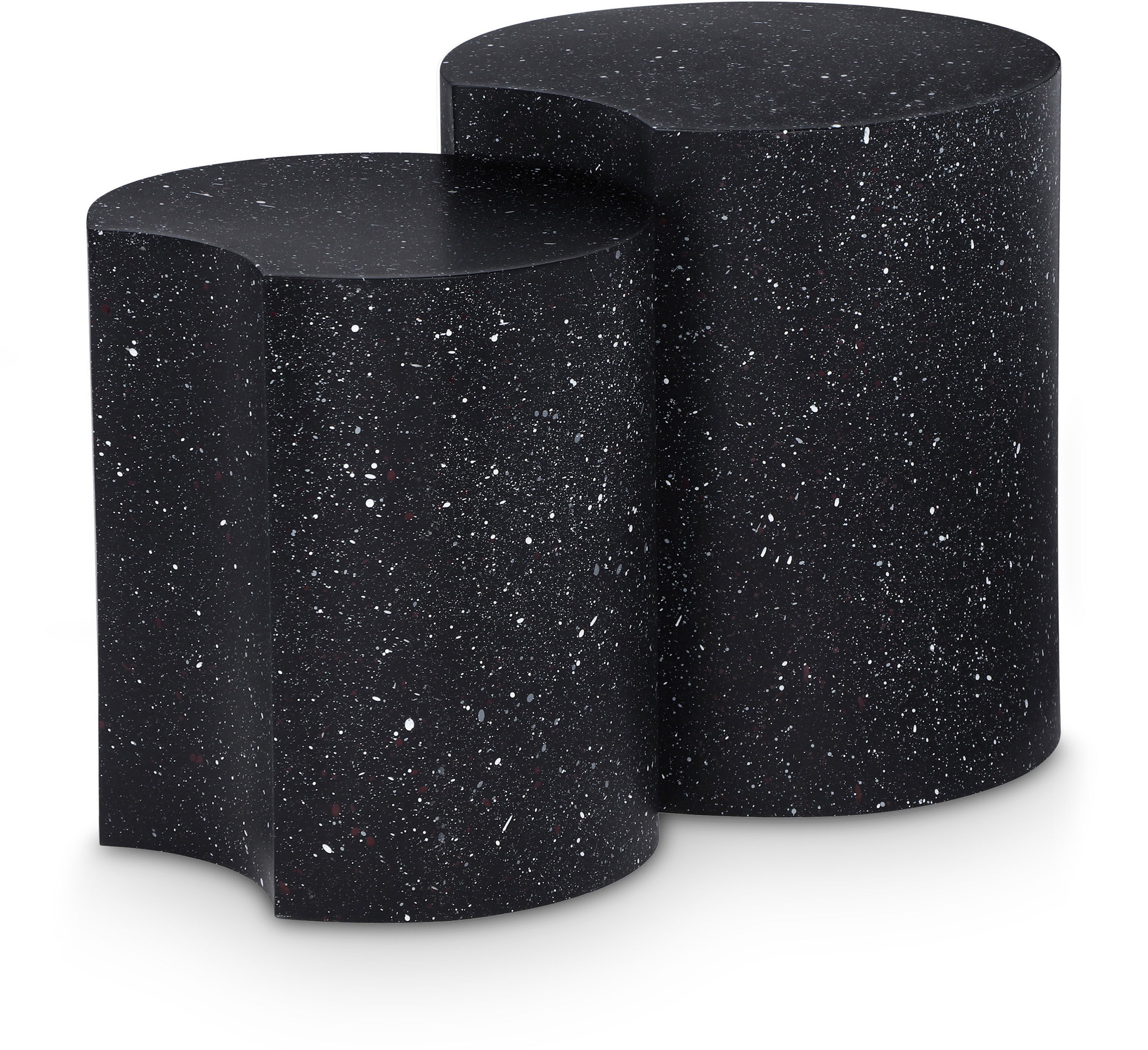 Dimple - 2 Piece Modular End Table - Black Terazzo