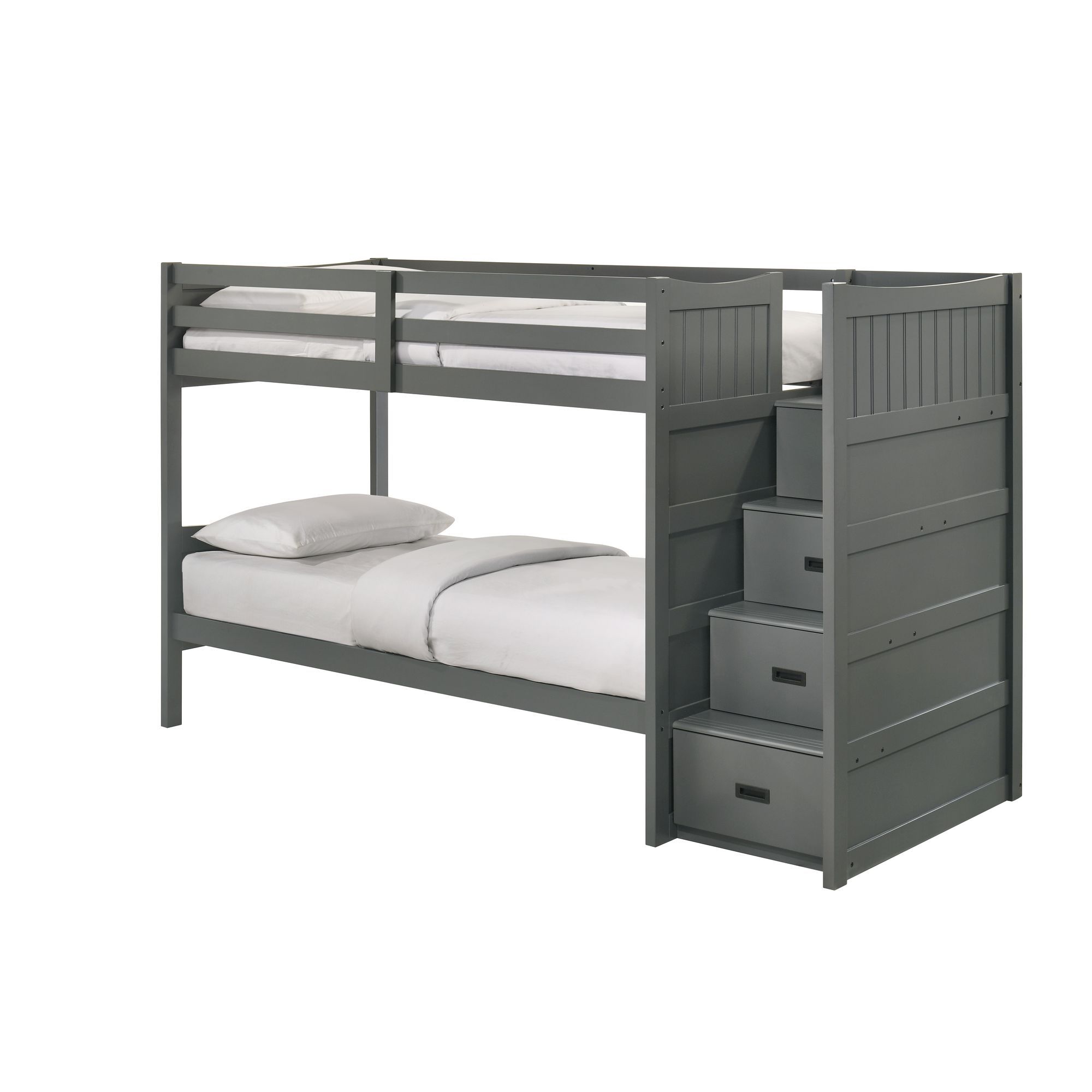 Sami - Twin Over Twin Step Bunk With Right Headboard - Gray