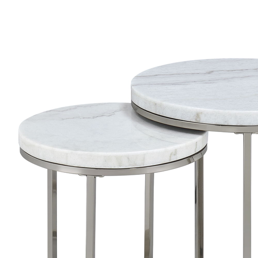 Zaidee - Nesting Table Set - Marble Top & Nickel, silver, view 3