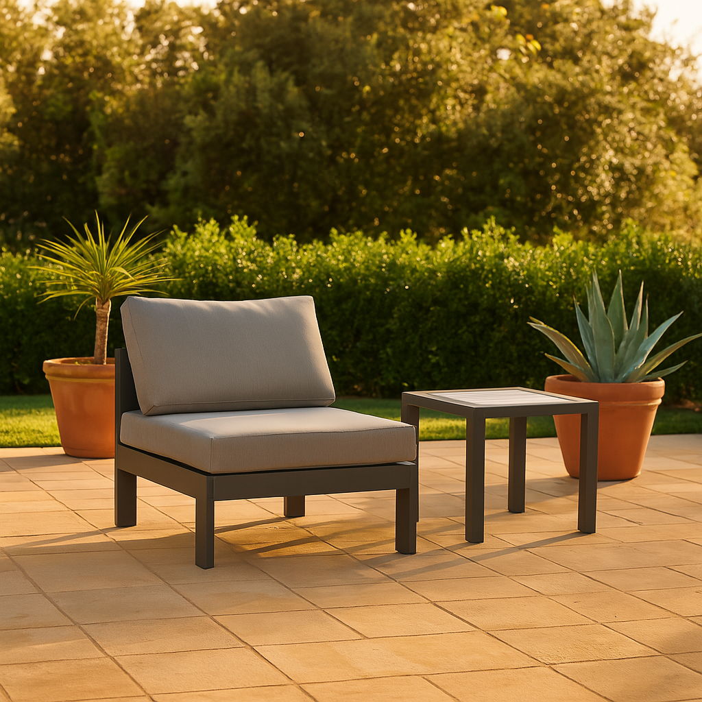 Nizuc - Outdoor Patio Armless Chair With Gray Frame - Gray