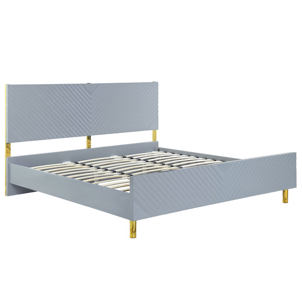 Gaines - Queen Bed - Gray High Gloss, gray, view 2
