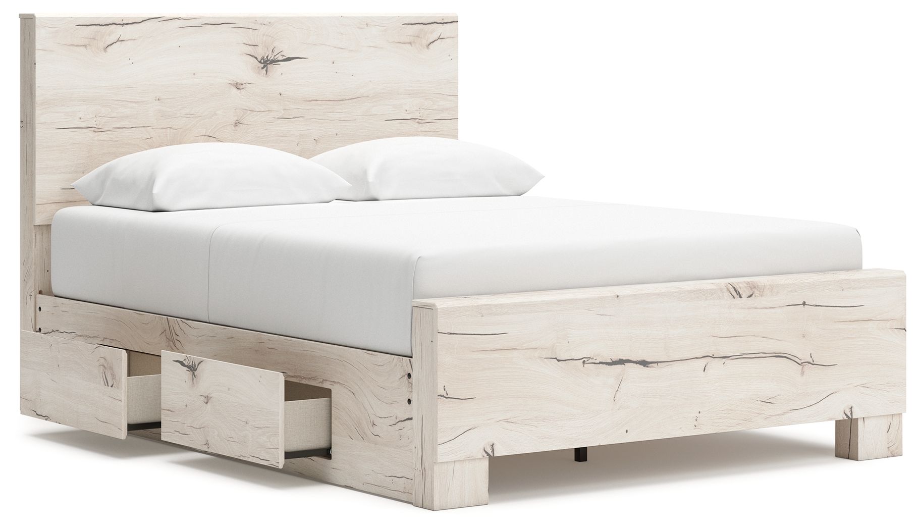 Ashley Furniture Lawroy - Queen Panel Bed With Under Bed Storage - Light Natural - Image 4