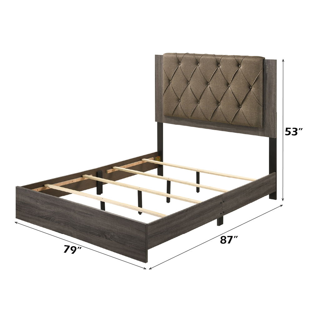 Avantika - Eastern King Bed - Fabric & Rustic Gray Oak, dark gray, view 3