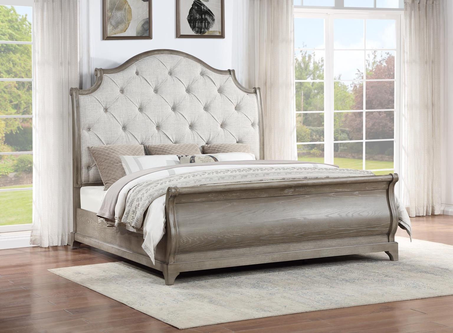 B022 - 3 Piece Bedroom Set (Queen Bed Frame, Dresser, Mirror) - Gray