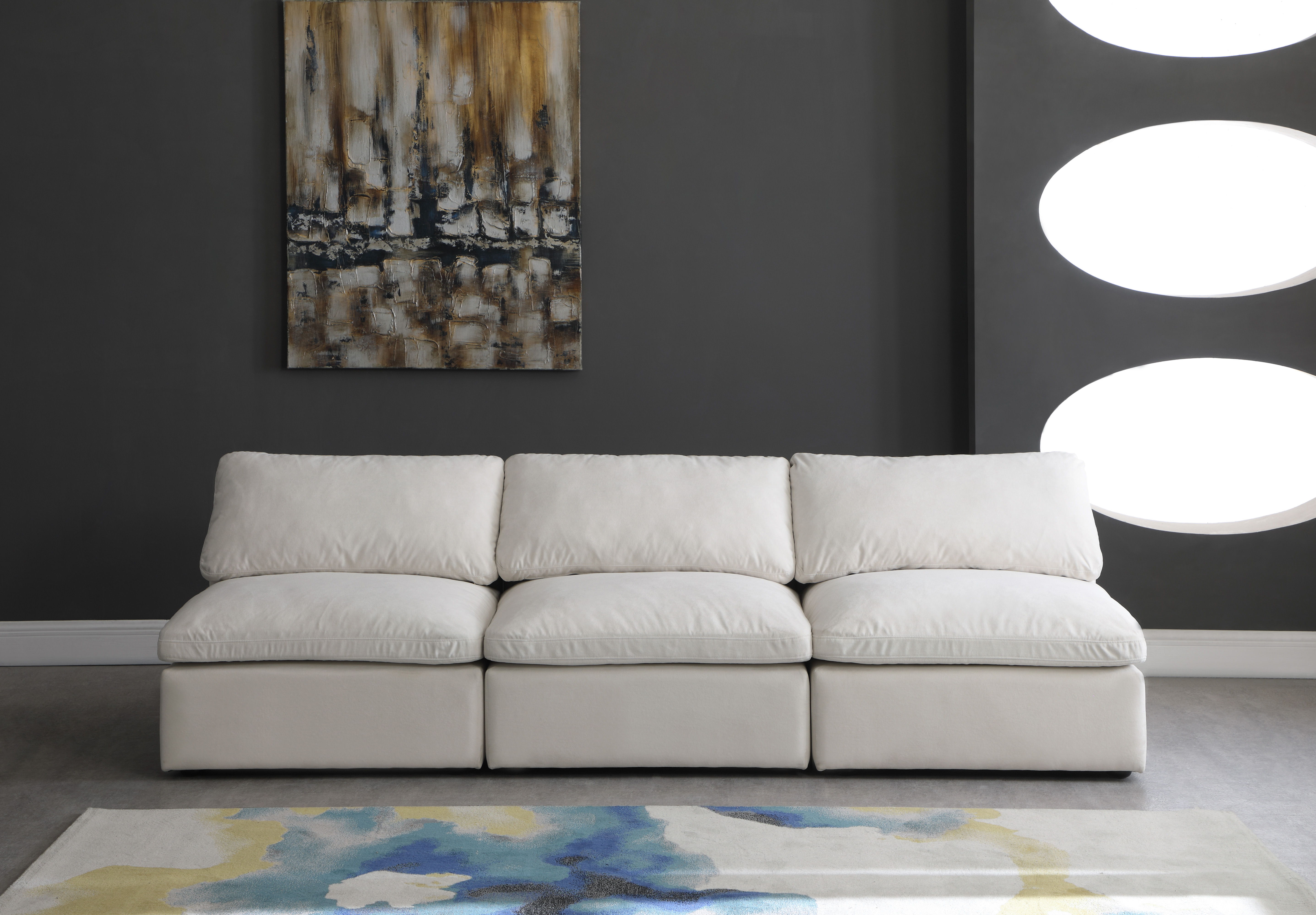 Plush - 3 Piece Modular Armless Sofa - Cream