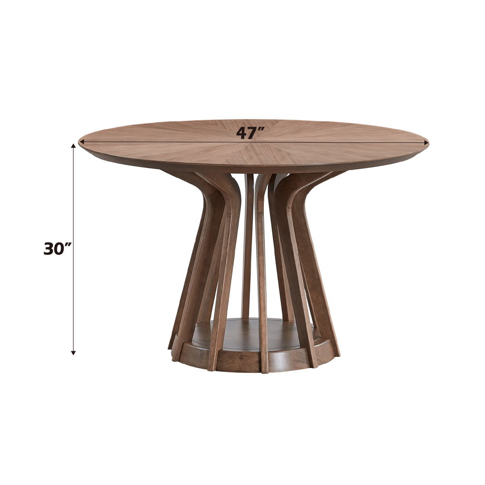 Seda - Round Dining Table - Walnut, light brown, view 5