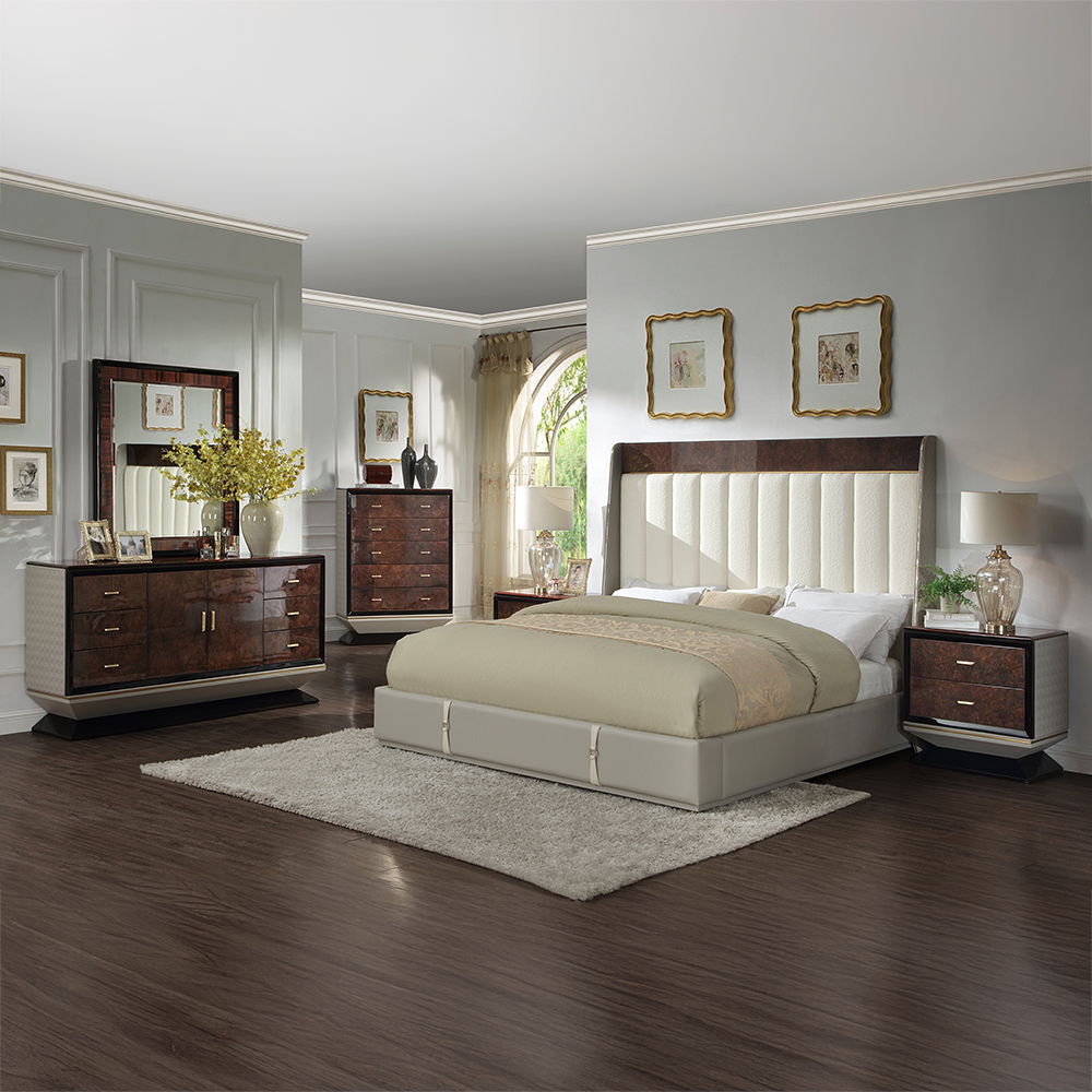 Jamonica - Eastern King Bed - Beige & Dark Brown, beige, view 8