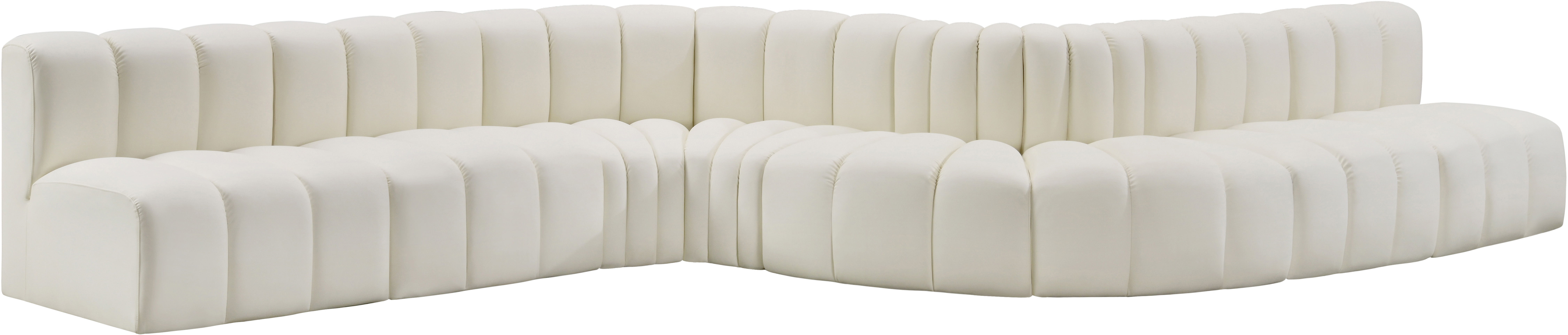 Arc - Faux Leather 8 Piece Curved Modular Sofa - Cream