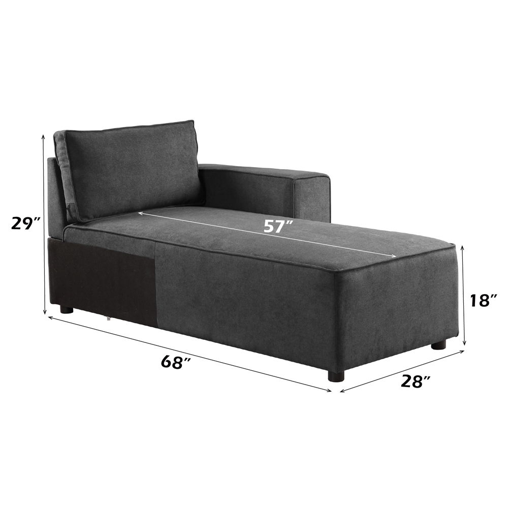 Silvester - Modular Chaise With 2 Pillows - Gray Fabric, dark gray, view 3