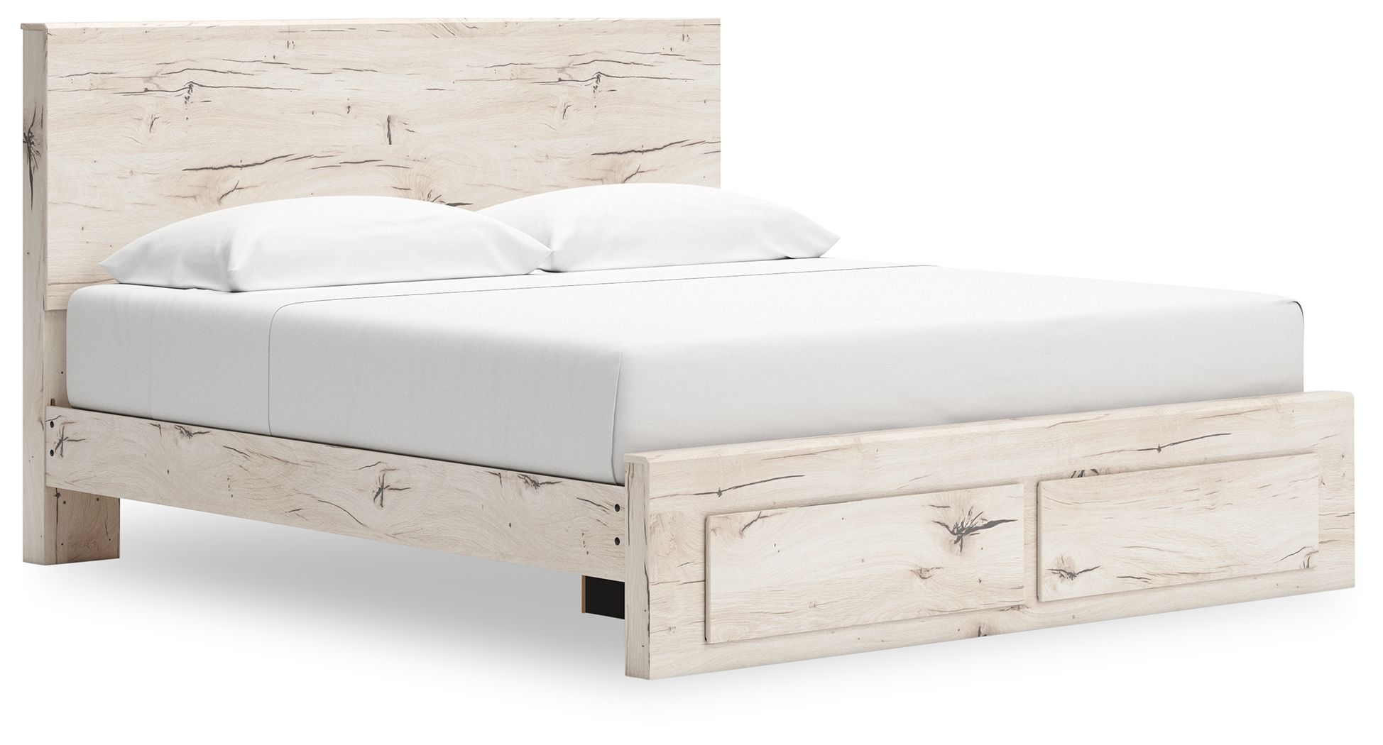 Lawroy - King Panel Bed With Storage Footboard - Light Natural