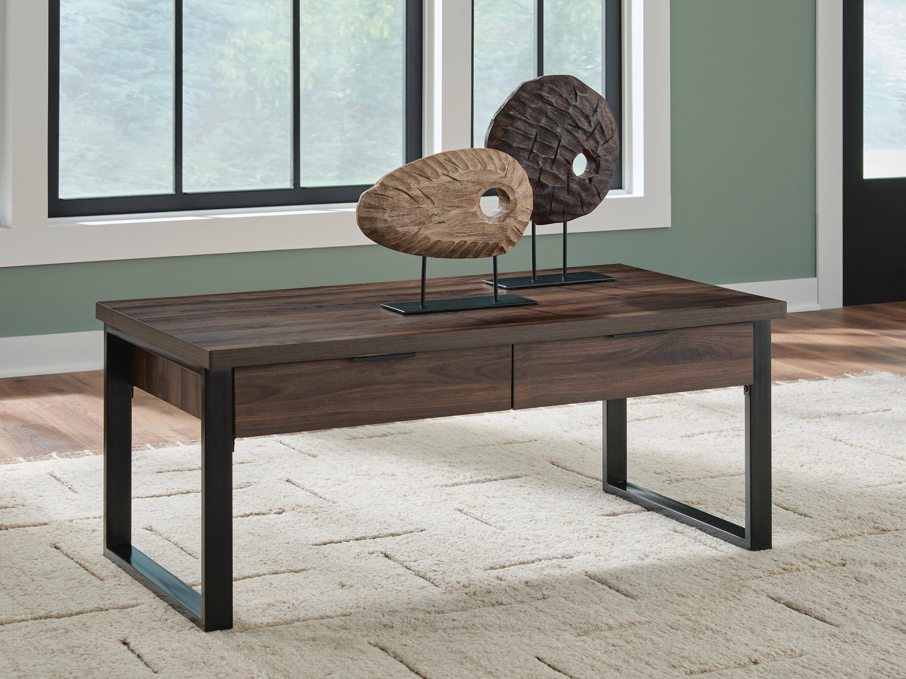 Ashley Furniture Wickman Falls - Rectangular Cocktail Table - Dark Brown - Image 2