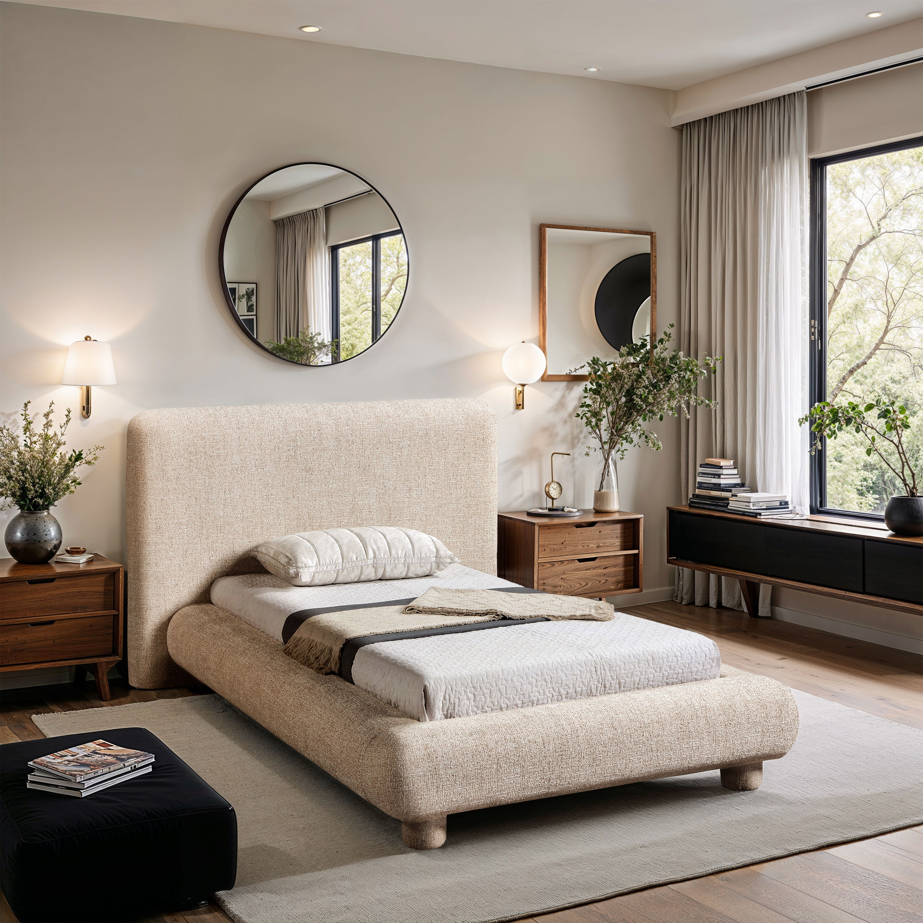 Blair - Fabric Twin Bed - Beige
