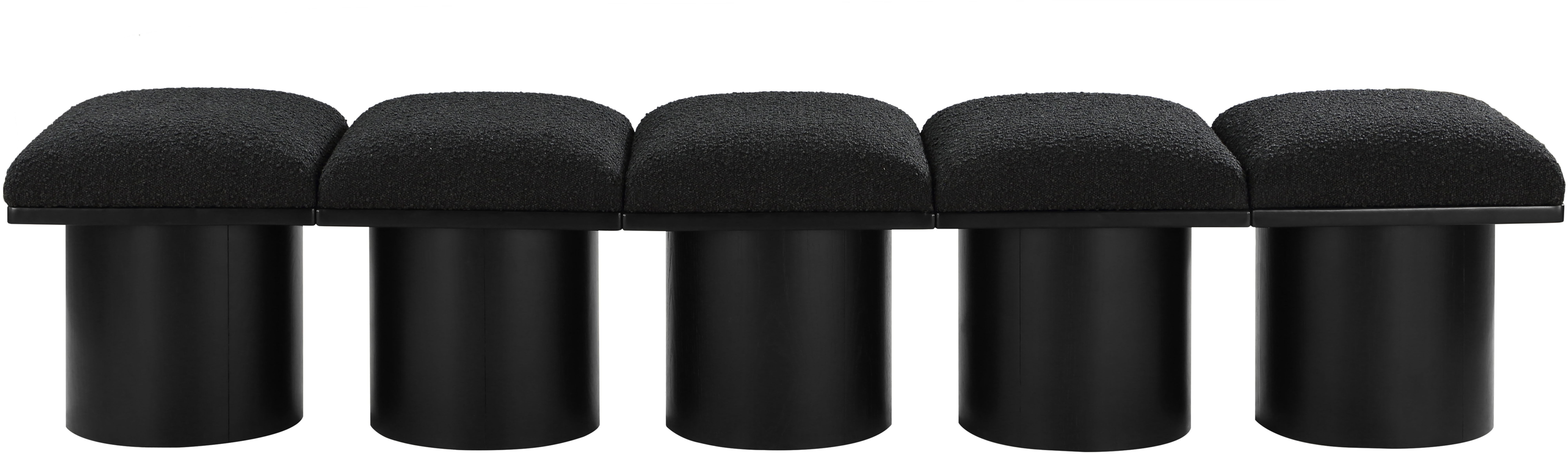 Pavilion - 77.5" 5 Piece Modular Bench With Black Base - Black
