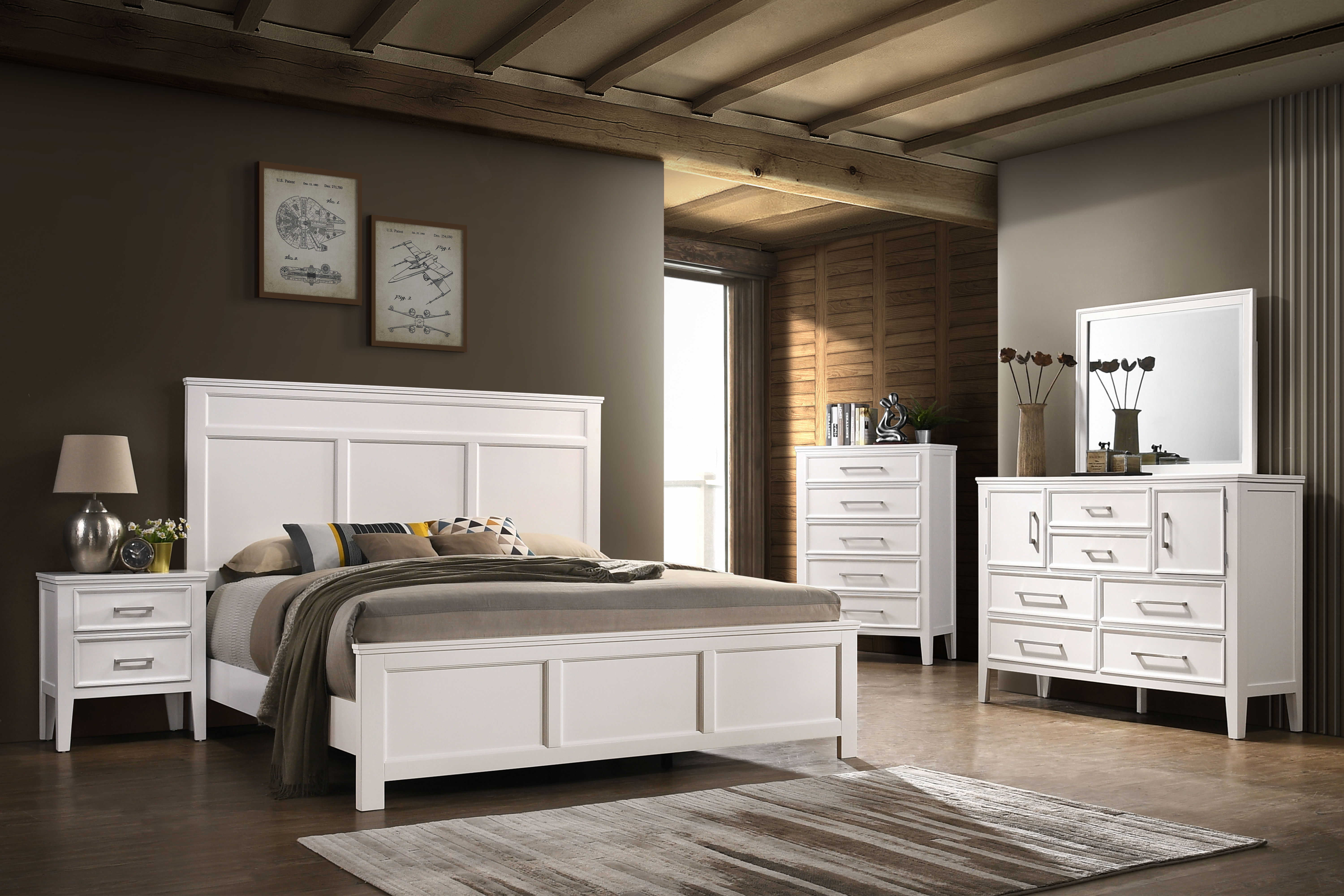 Andover - 6/6 Eastern King 5 Piece Bedroom Set (Bed & Dresser & Mirror & Chest & Nightstand) - White