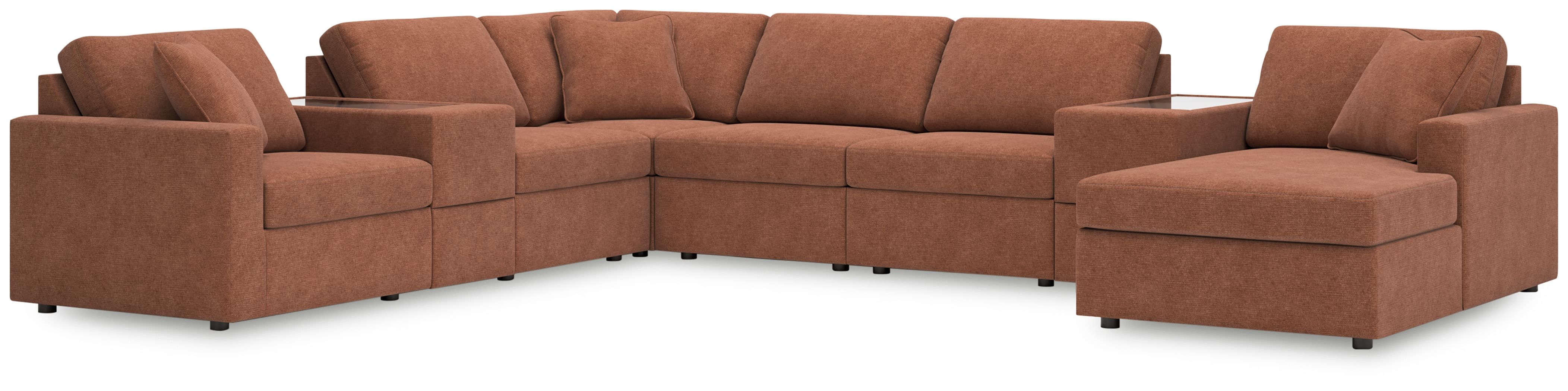 8 Pc · Sectional With Raf Corner Chaise And Storage Consoles