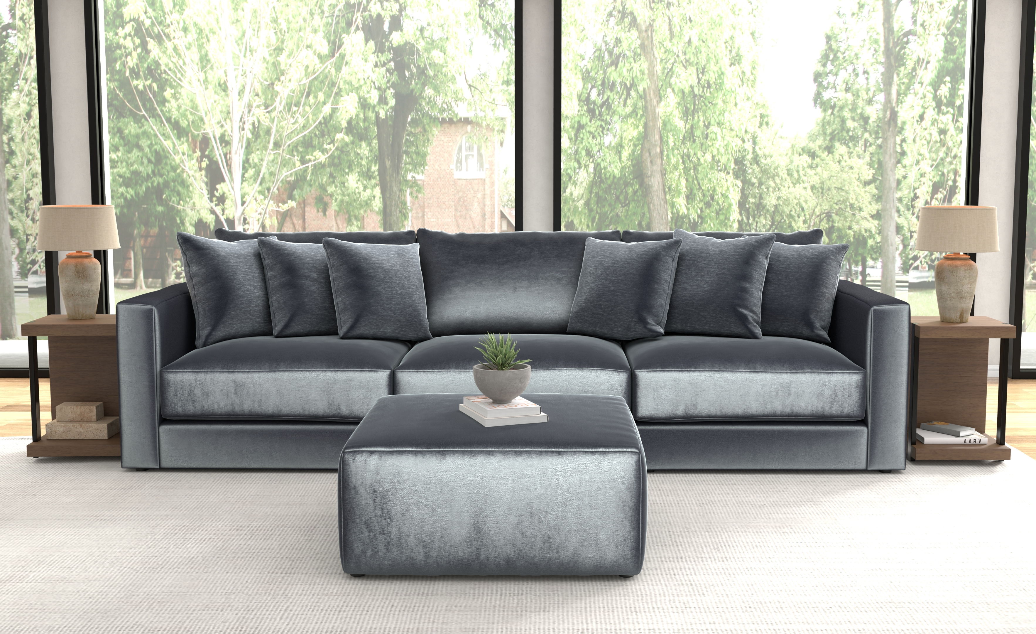 Remington - 3 Piece Modular Sofa And 1 Included Cocktail Ottoman - Slate Image