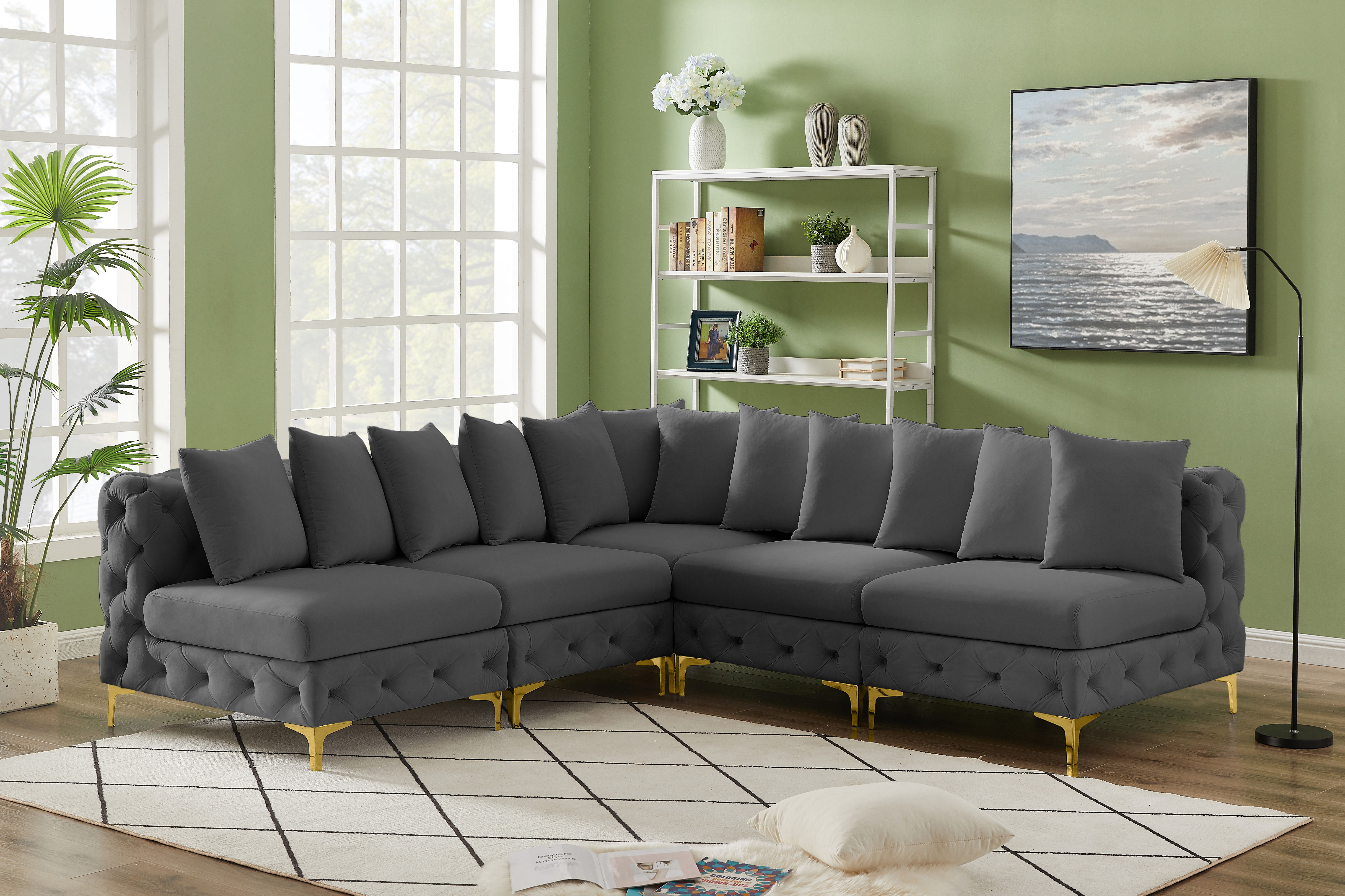 Tremblay - 5 Piece Modular Corner Armless Sectional - Gray
