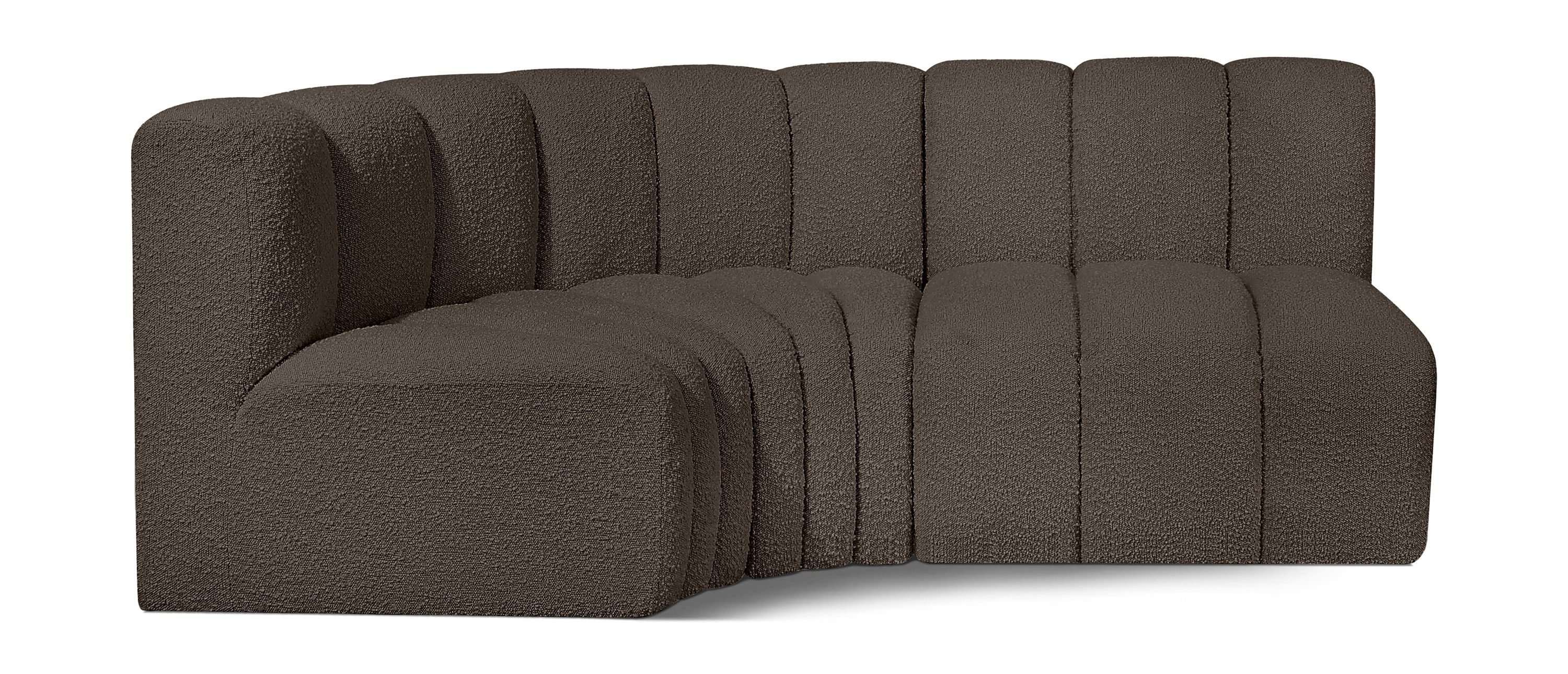 Arc - Boucle Fabric 3 Piece Sofa - Brown