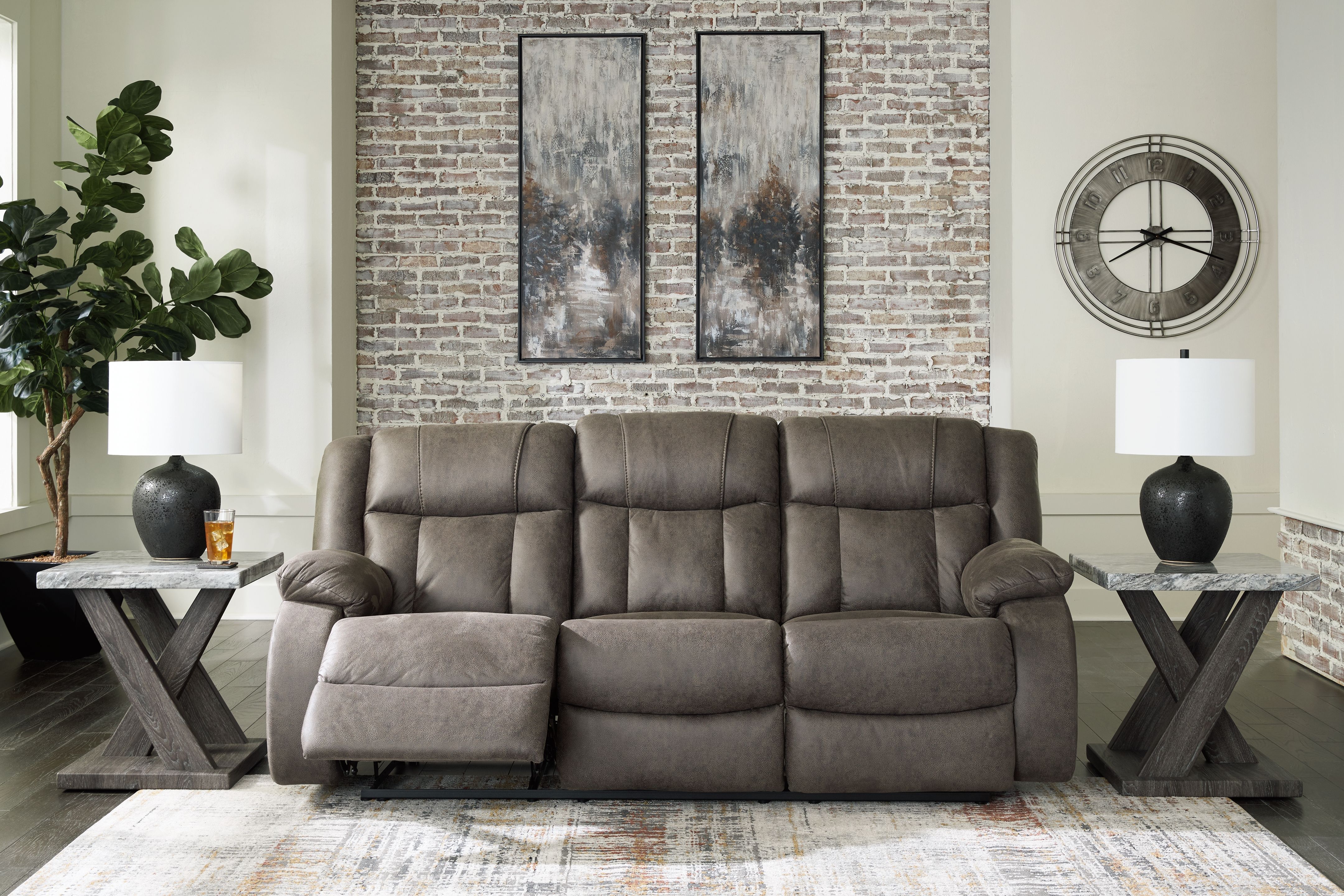 Ashley Furniture First Base - Reclining Sofa - Gunmetal - Image 7