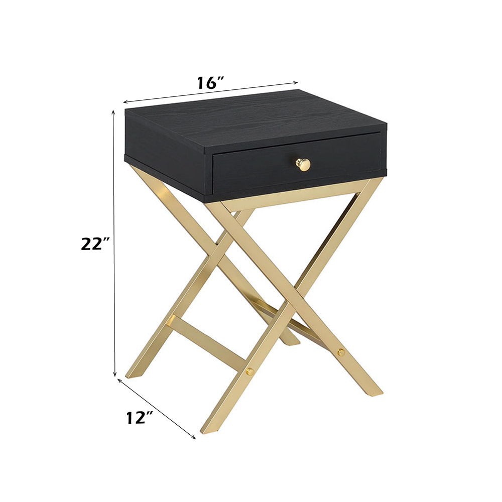 Coleen - Accent Table - Black & Brass, black, view 3