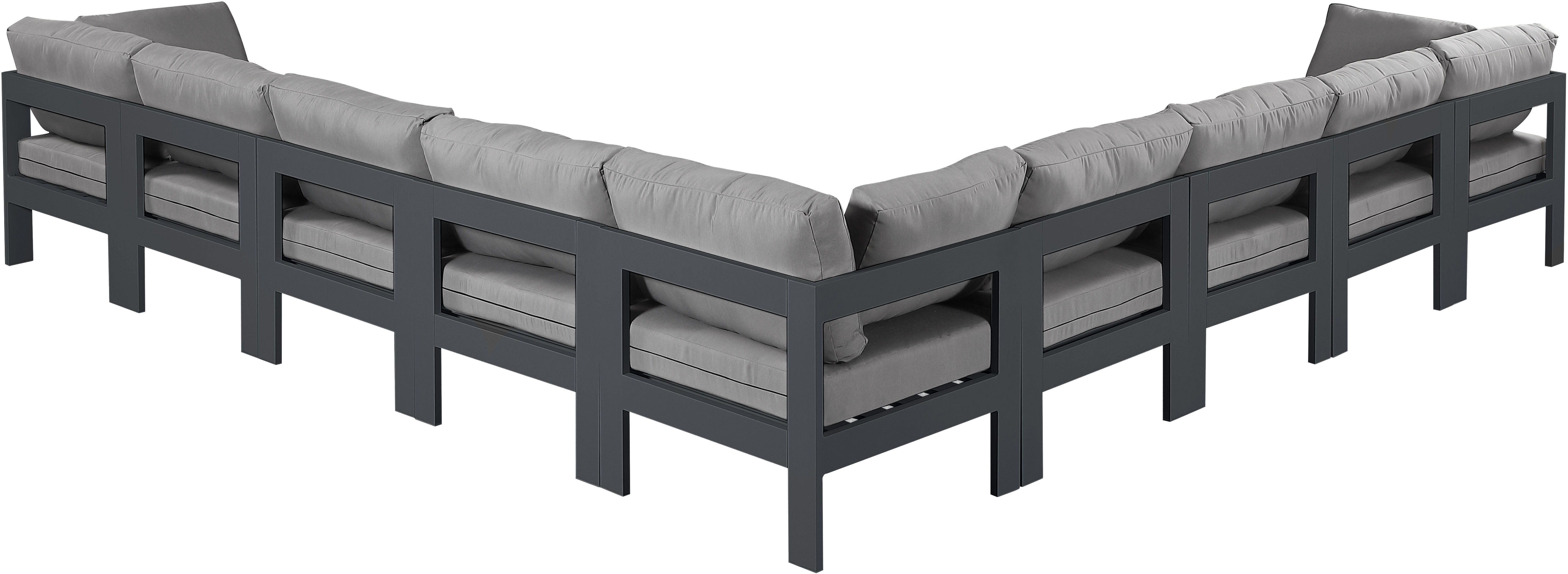 Nizuc - Outdoor Patio 9 Piece Modular Corner Sectional With Gray Frame - Gray