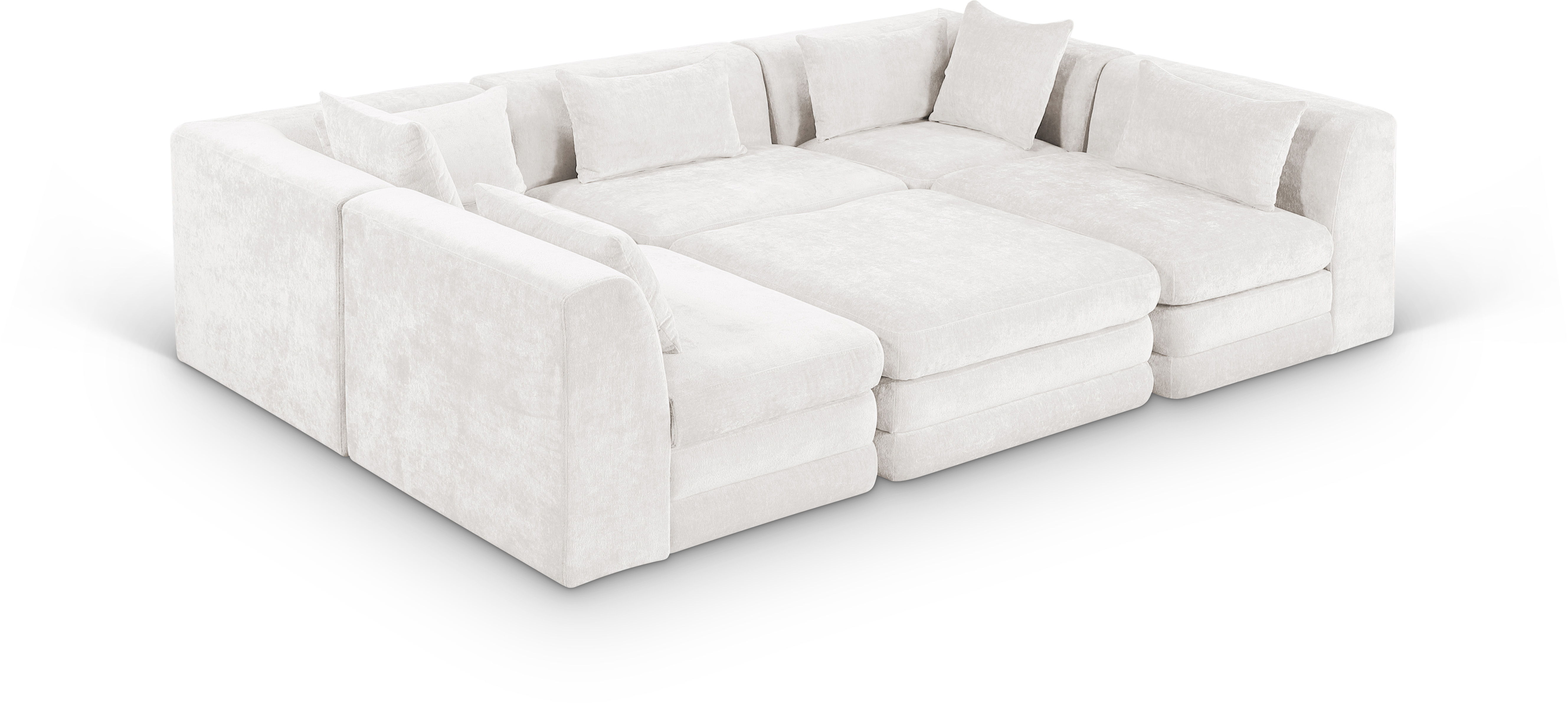 6 Pc · Chenille Fabric 114" Upholstered Modular Sectional