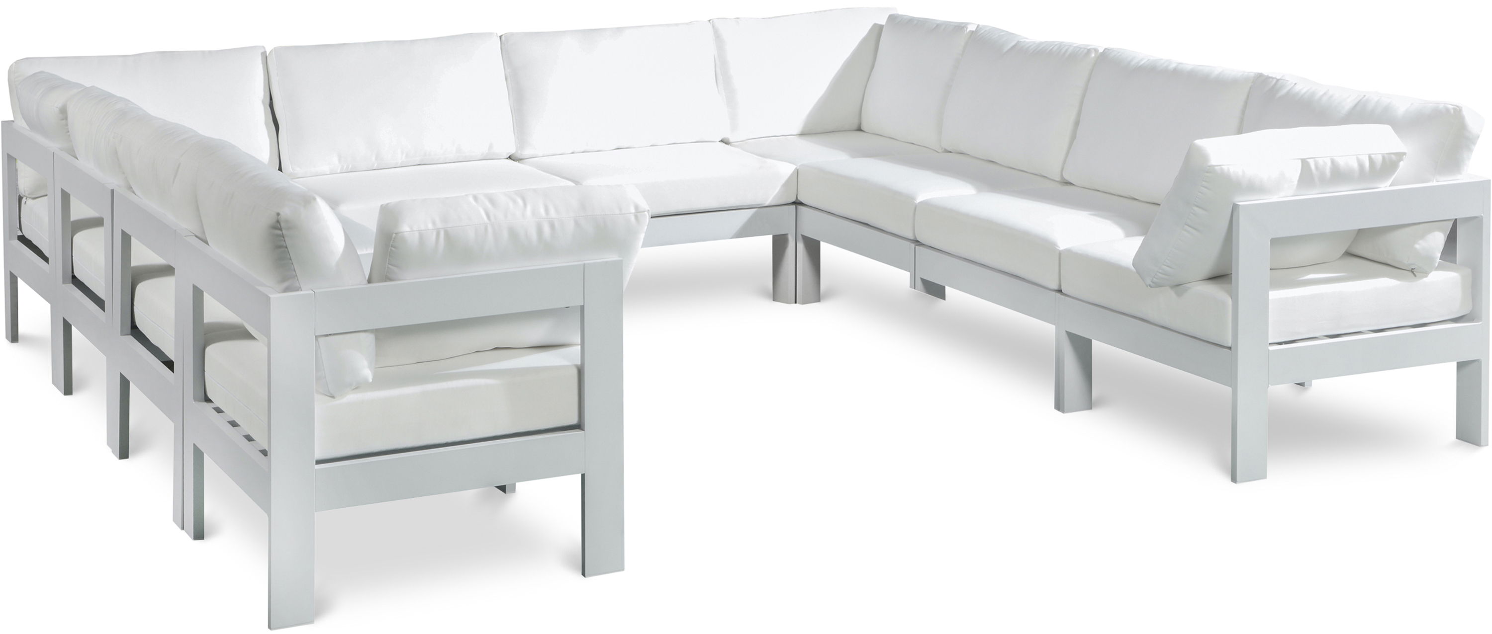 Nizuc - Outdoor Patio 10 Piece Modular Sectional With White Frame - White