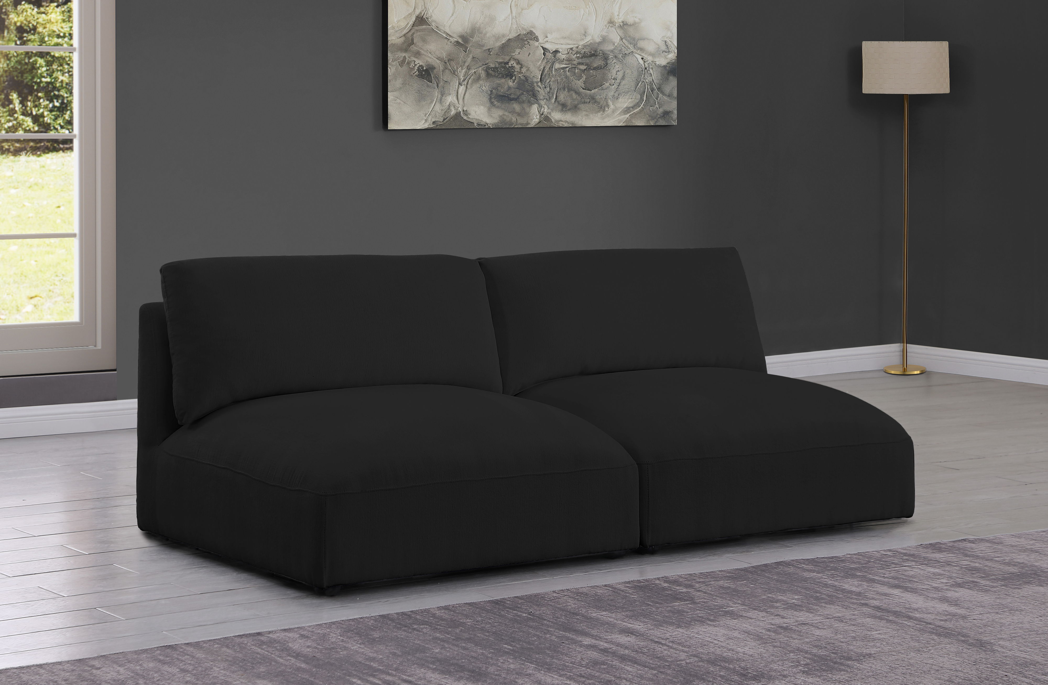 Ease - 2 Piece Modular Armless Sofa - Black