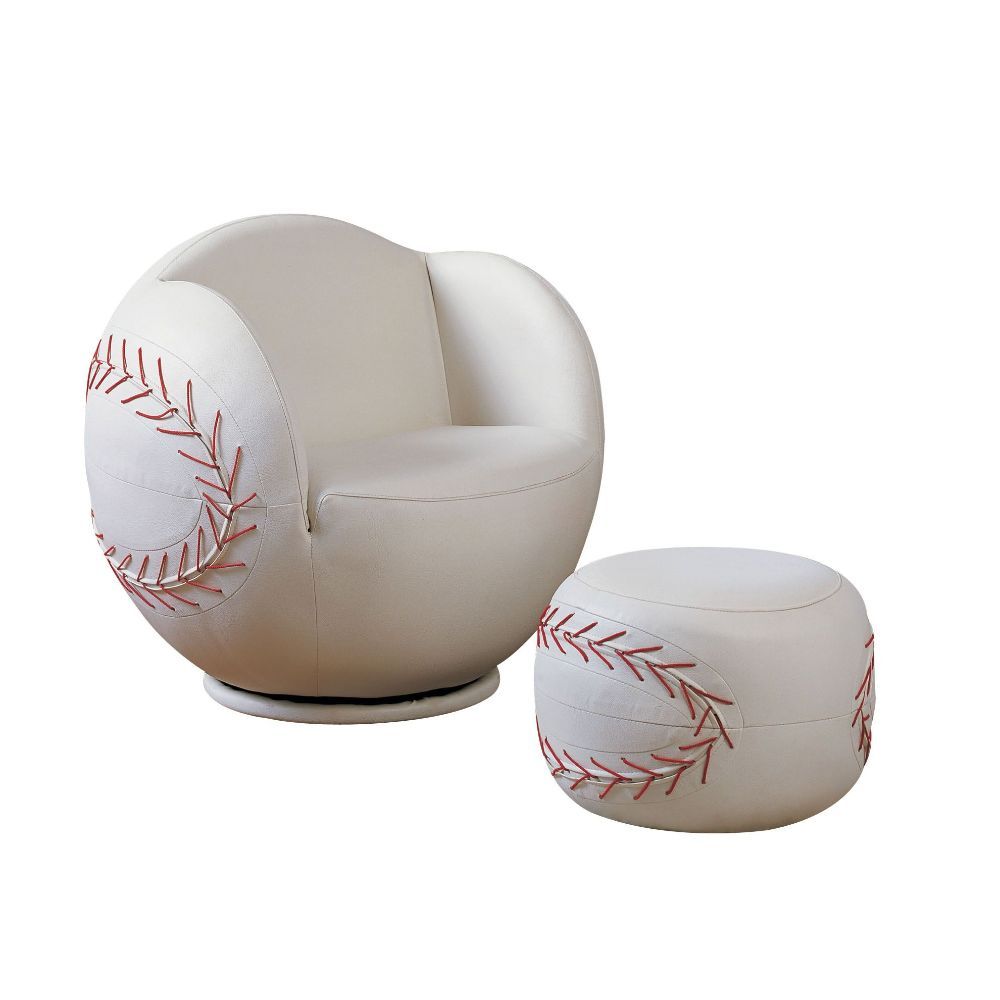 All Star - Chair & Ottoman (Set of 2) - White - 29\" Image