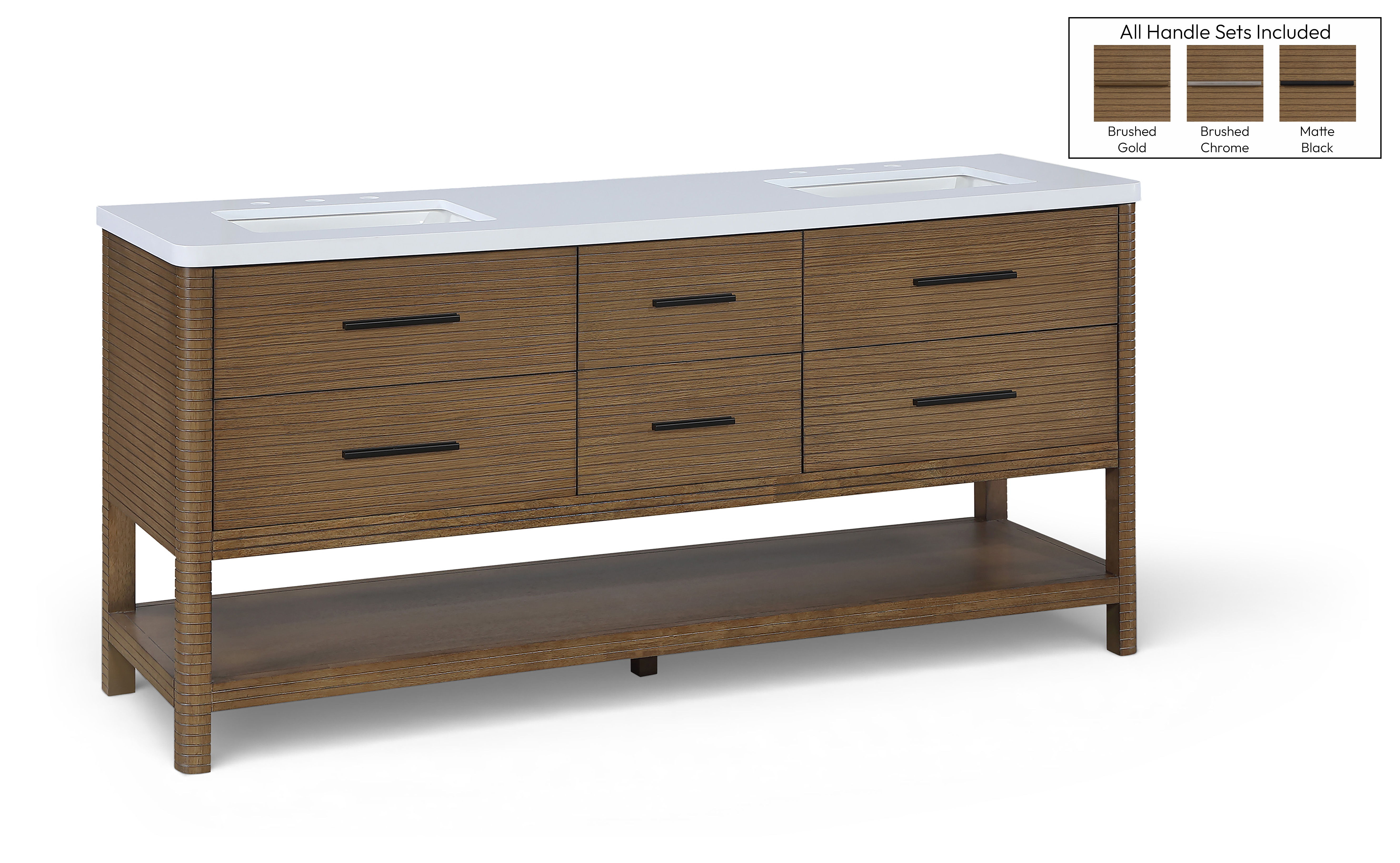 Oakwell - 72'' Bathroom Vanity - Brown / White