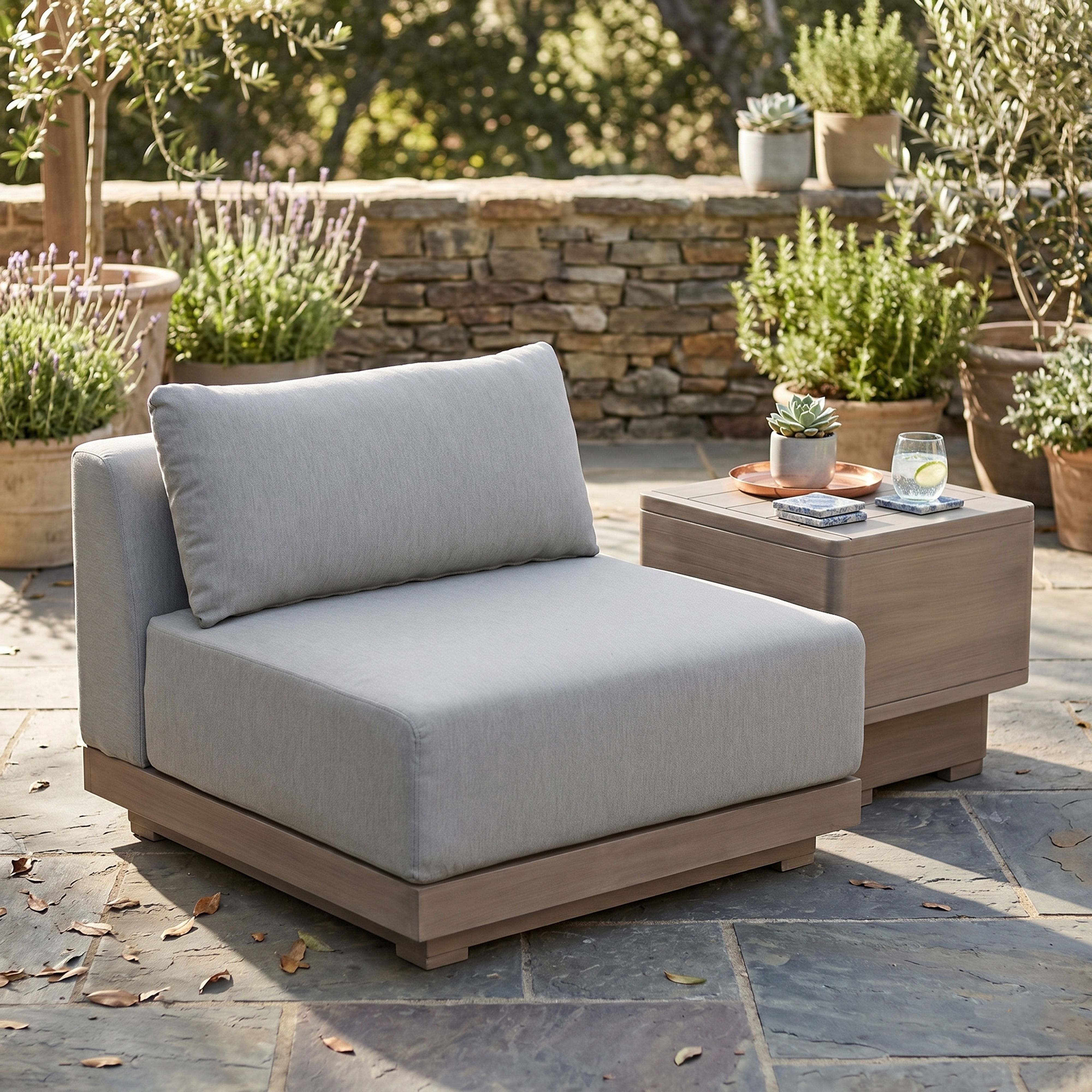 Solace - Olefin Performance Fabric Outdoor Patio Modular Armless Chair - Gray