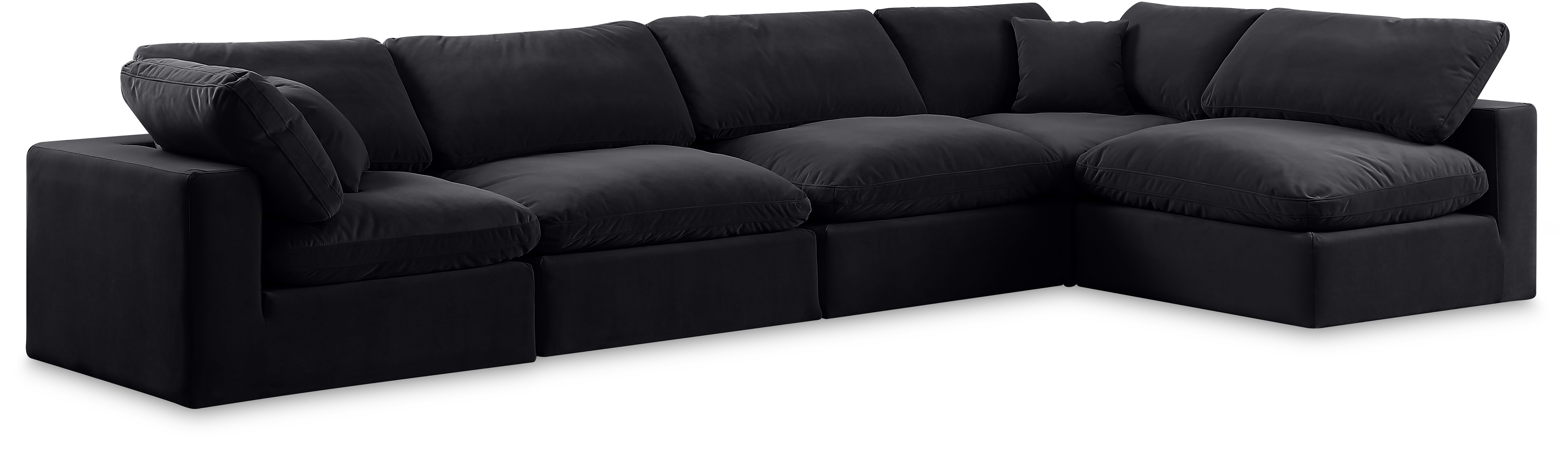 Comfy - 5 Piece Velvet Modular Sectional - Black
