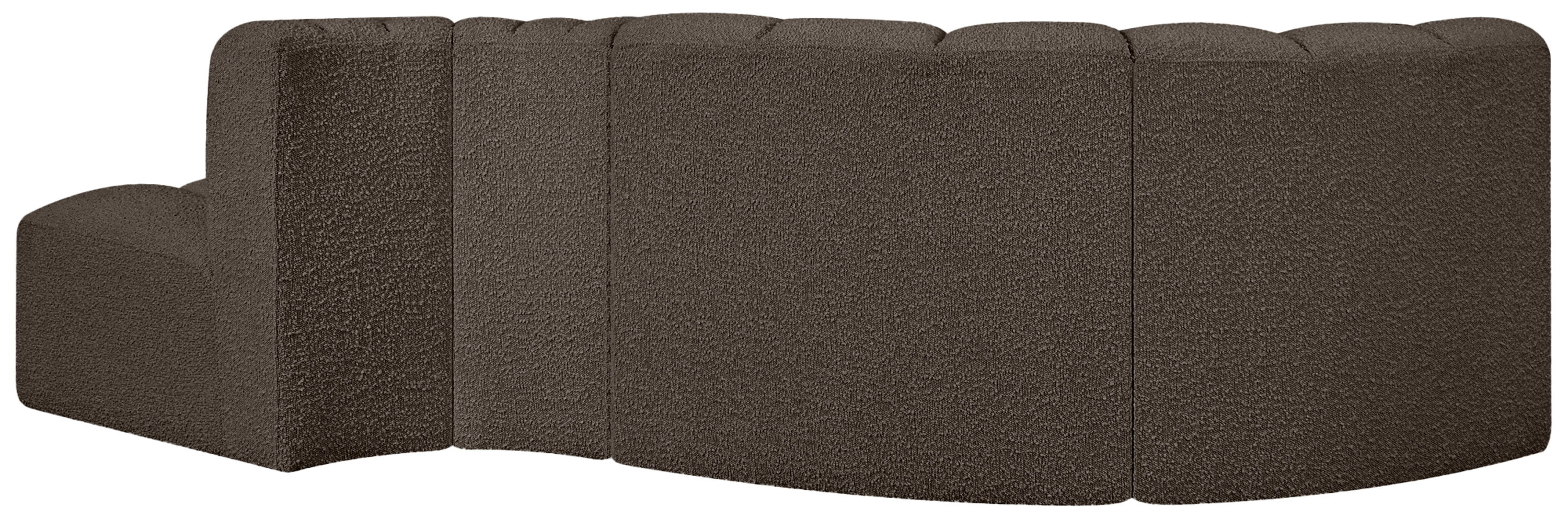 Arc - Boucle Fabric 4 Piece L-Shaped Modular Sofa - Brown